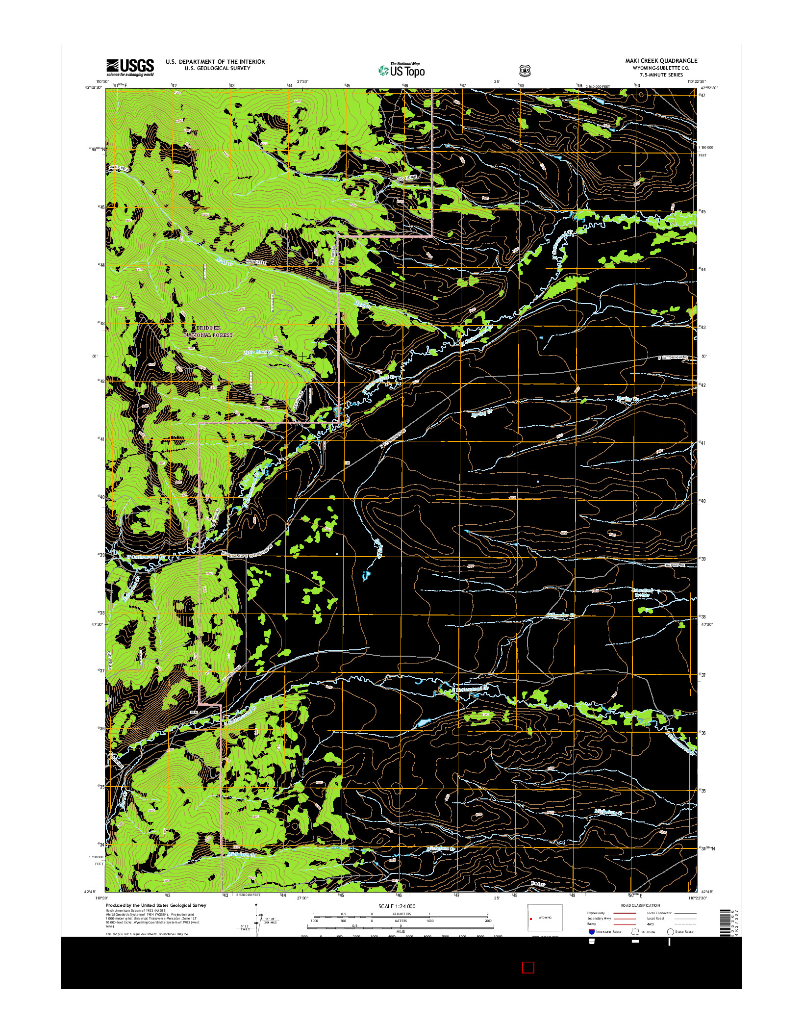 USGS US TOPO 7.5-MINUTE MAP FOR MAKI CREEK, WY 2015