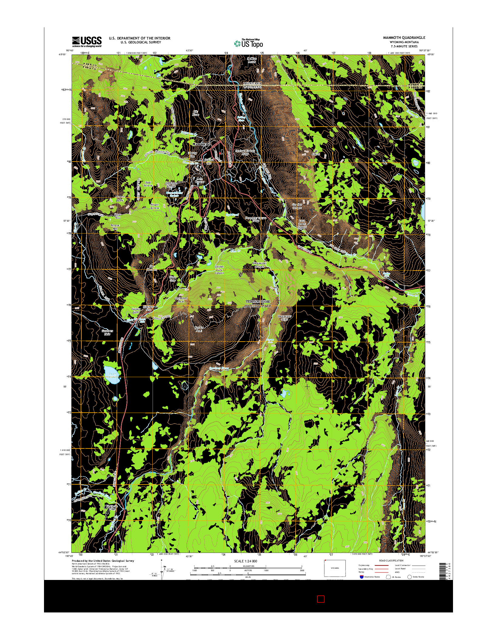 USGS US TOPO 7.5-MINUTE MAP FOR MAMMOTH, WY-MT 2015