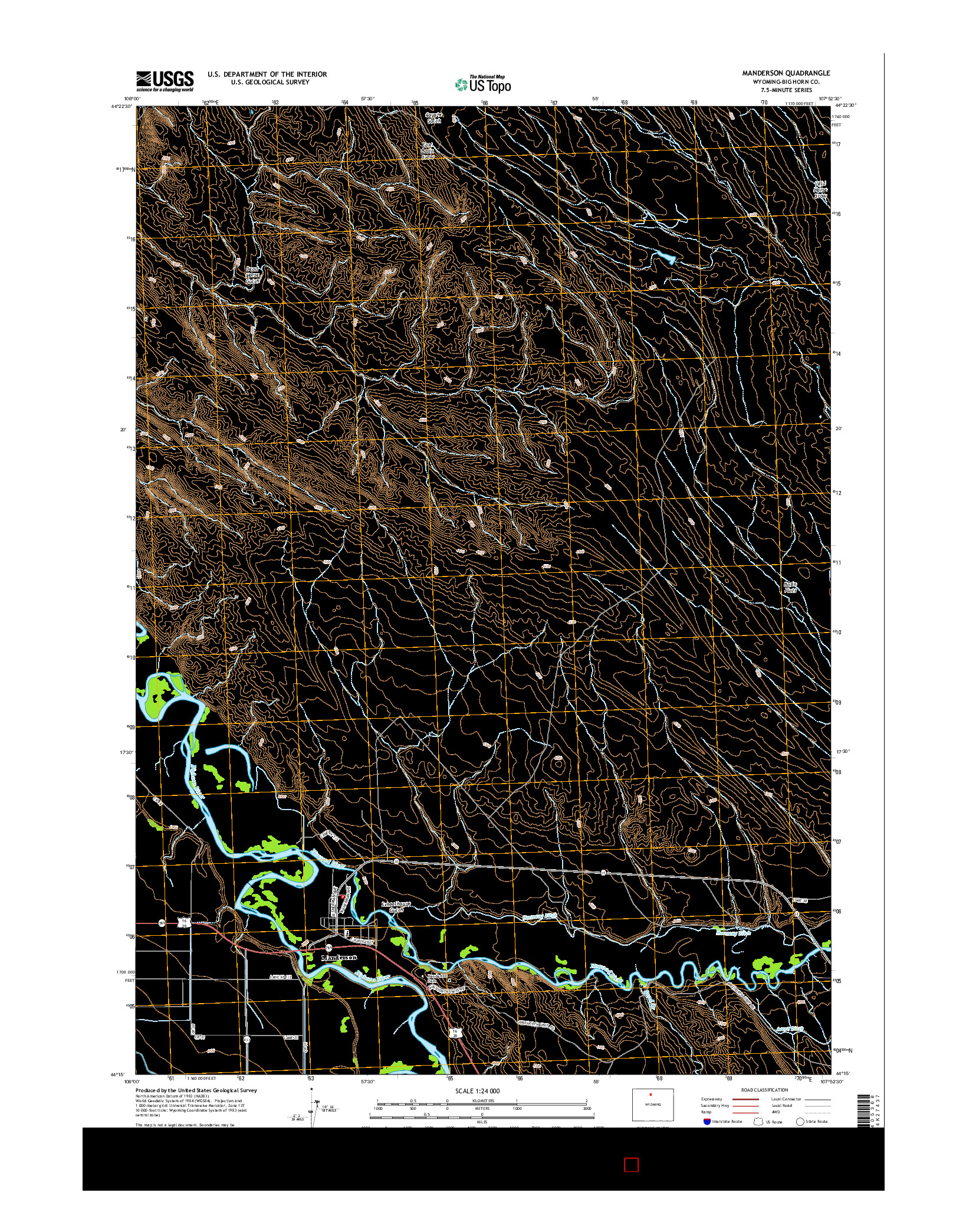 USGS US TOPO 7.5-MINUTE MAP FOR MANDERSON, WY 2015