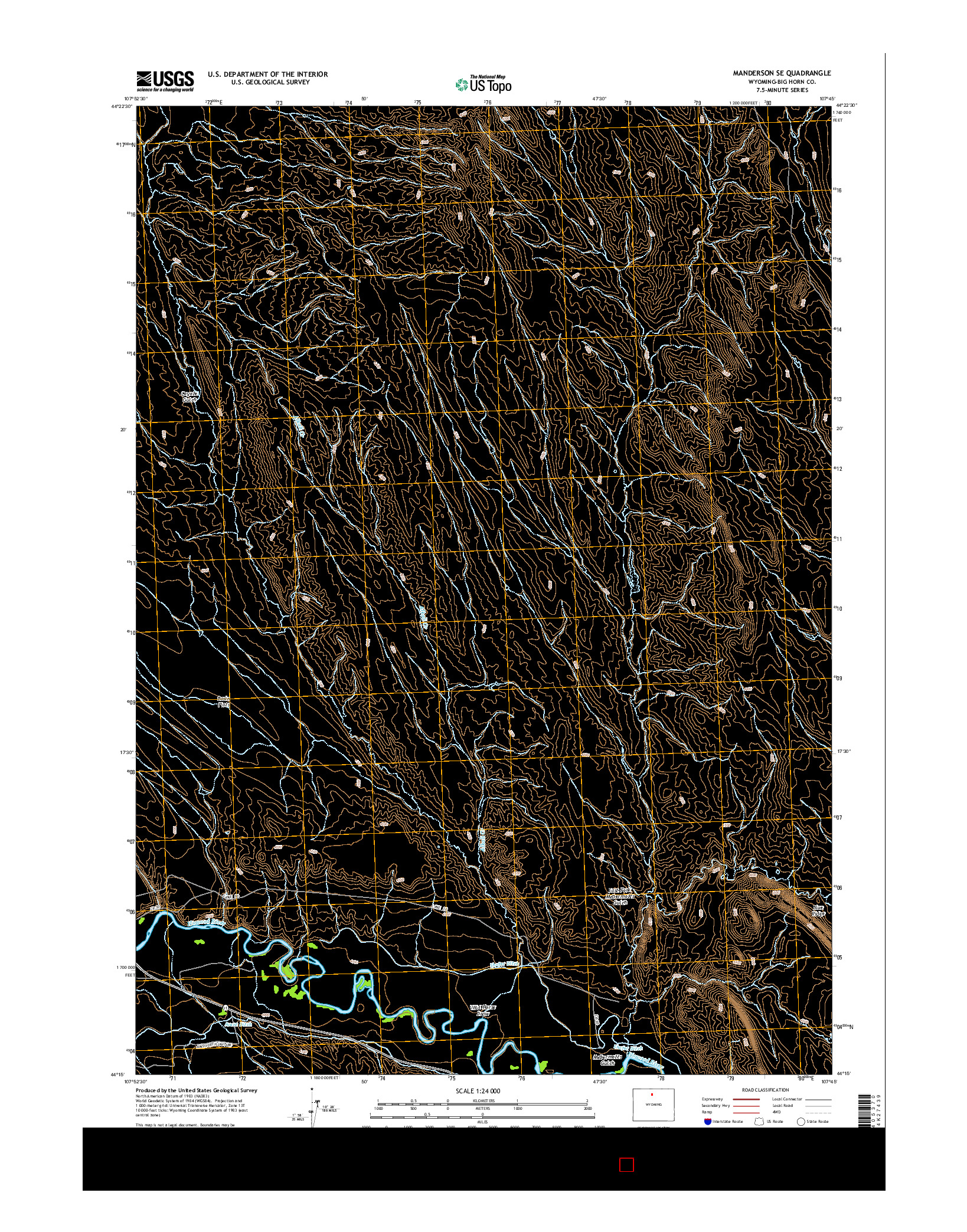 USGS US TOPO 7.5-MINUTE MAP FOR MANDERSON SE, WY 2015