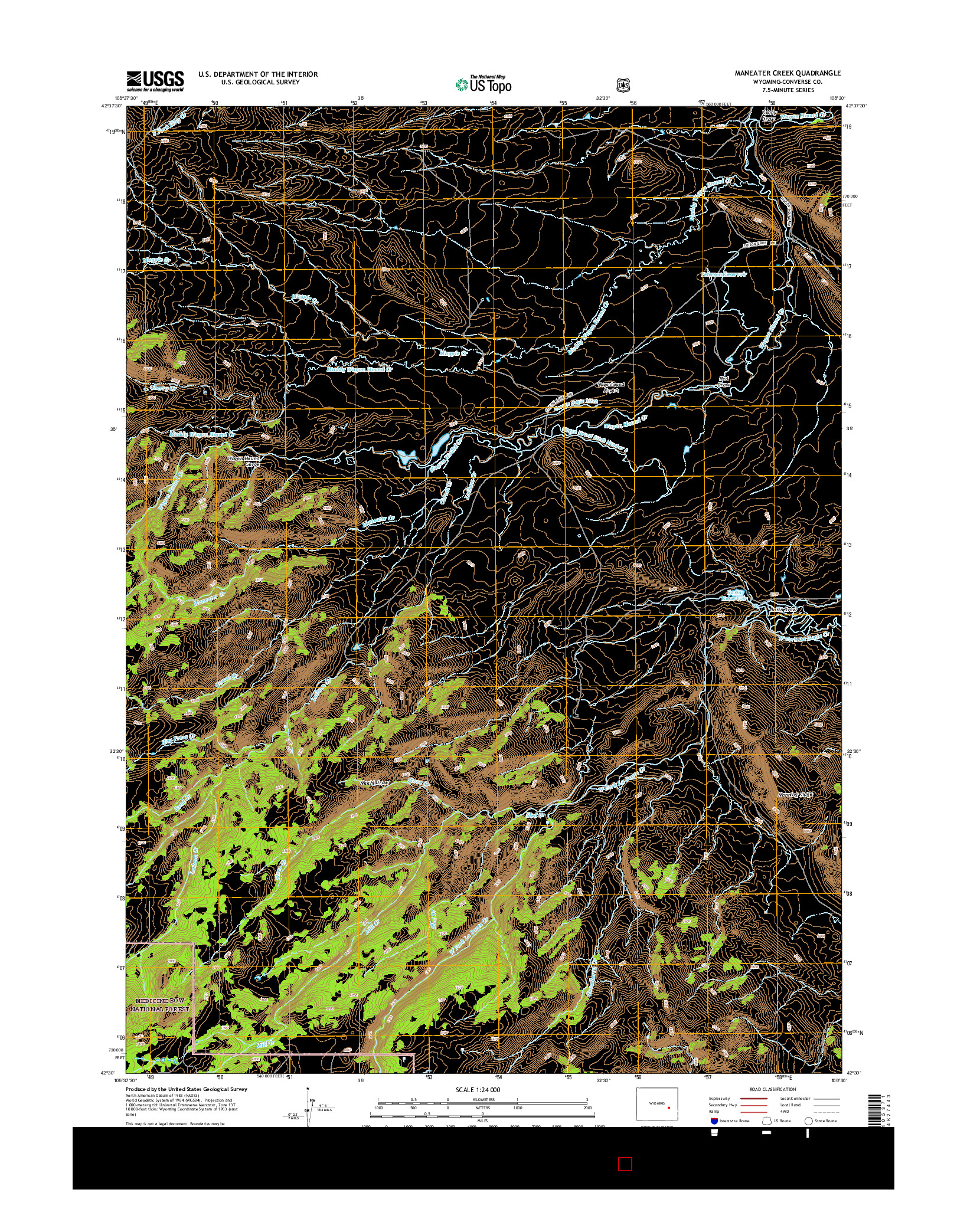 USGS US TOPO 7.5-MINUTE MAP FOR MANEATER CREEK, WY 2015