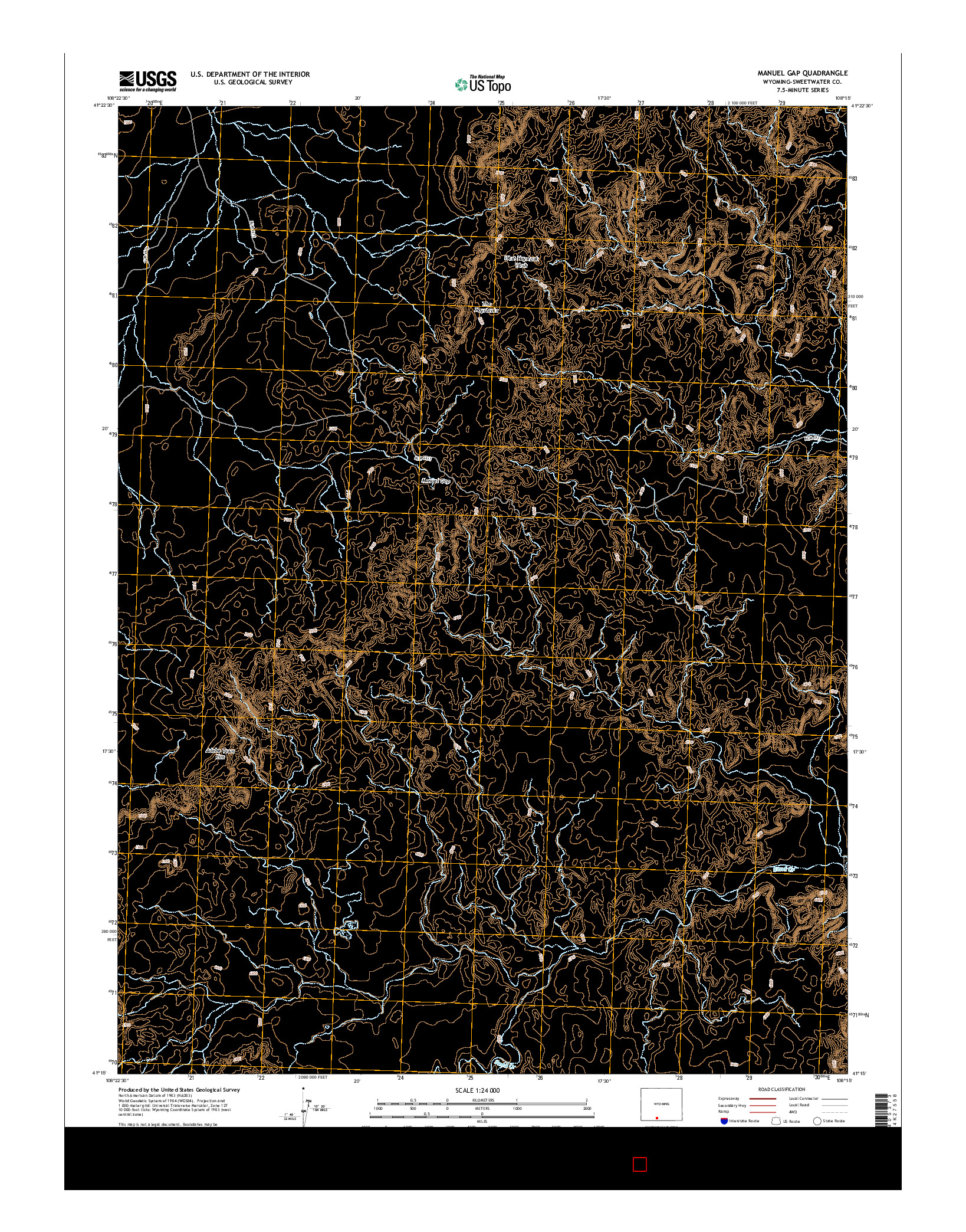 USGS US TOPO 7.5-MINUTE MAP FOR MANUEL GAP, WY 2015