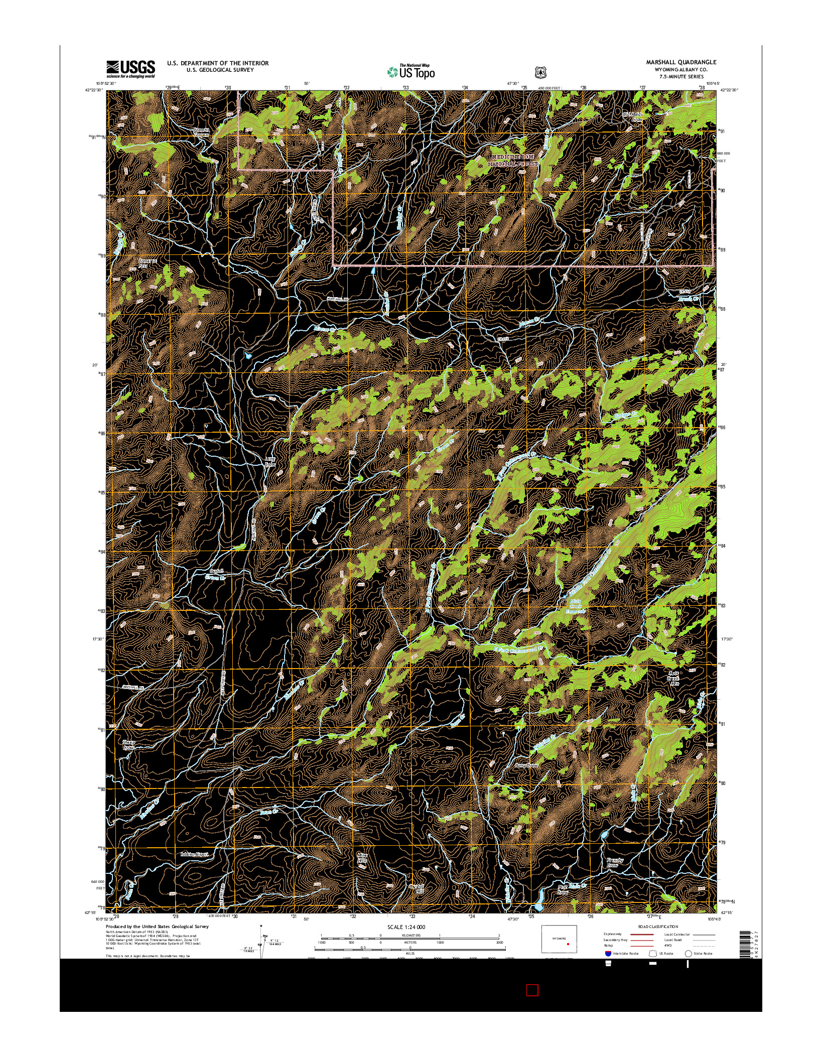 USGS US TOPO 7.5-MINUTE MAP FOR MARSHALL, WY 2015