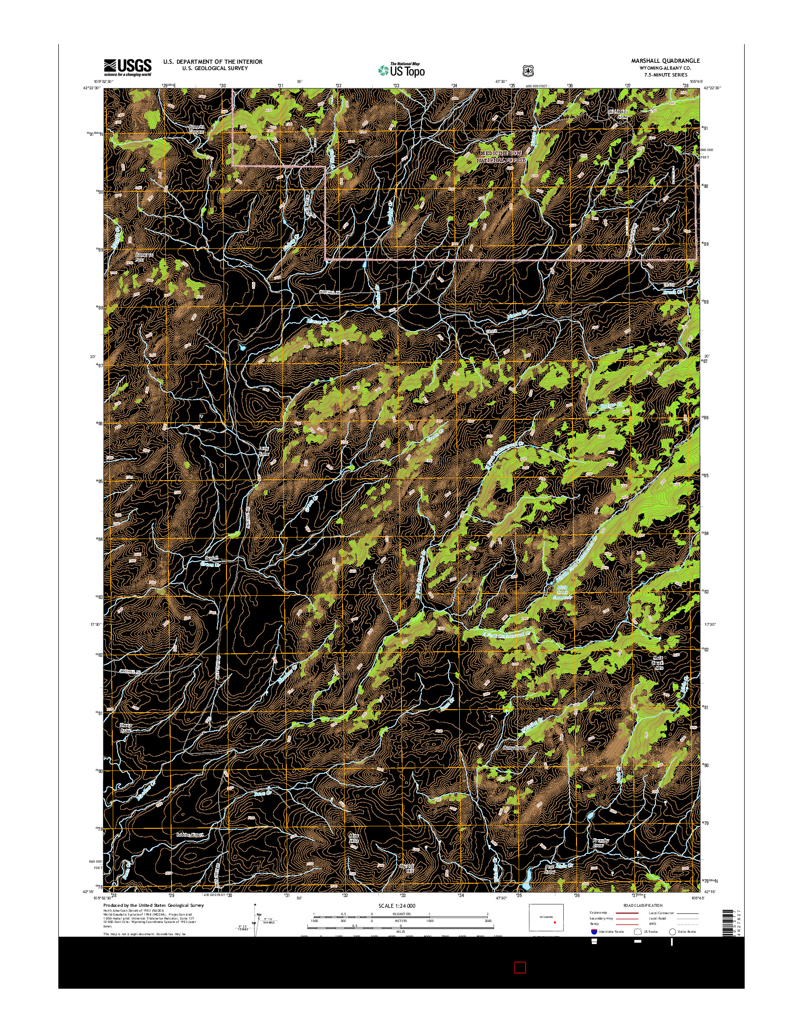 USGS US TOPO 7.5-MINUTE MAP FOR MARSHALL, WY 2015