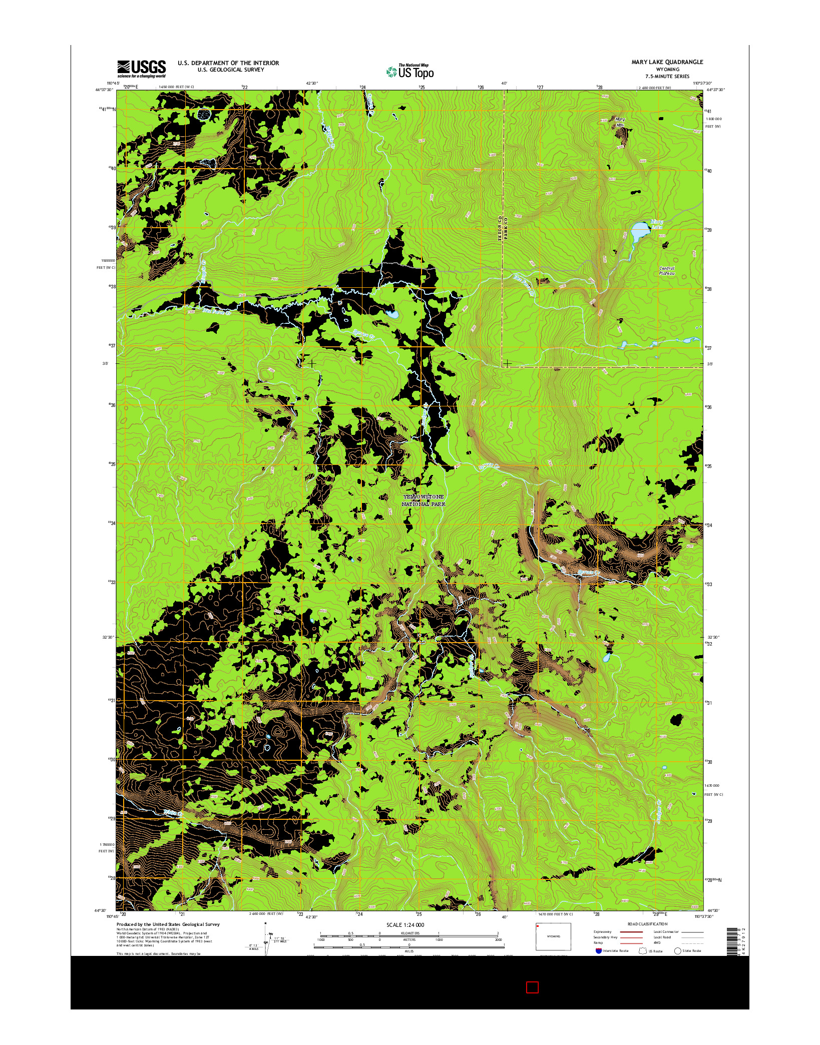 USGS US TOPO 7.5-MINUTE MAP FOR MARY LAKE, WY 2015