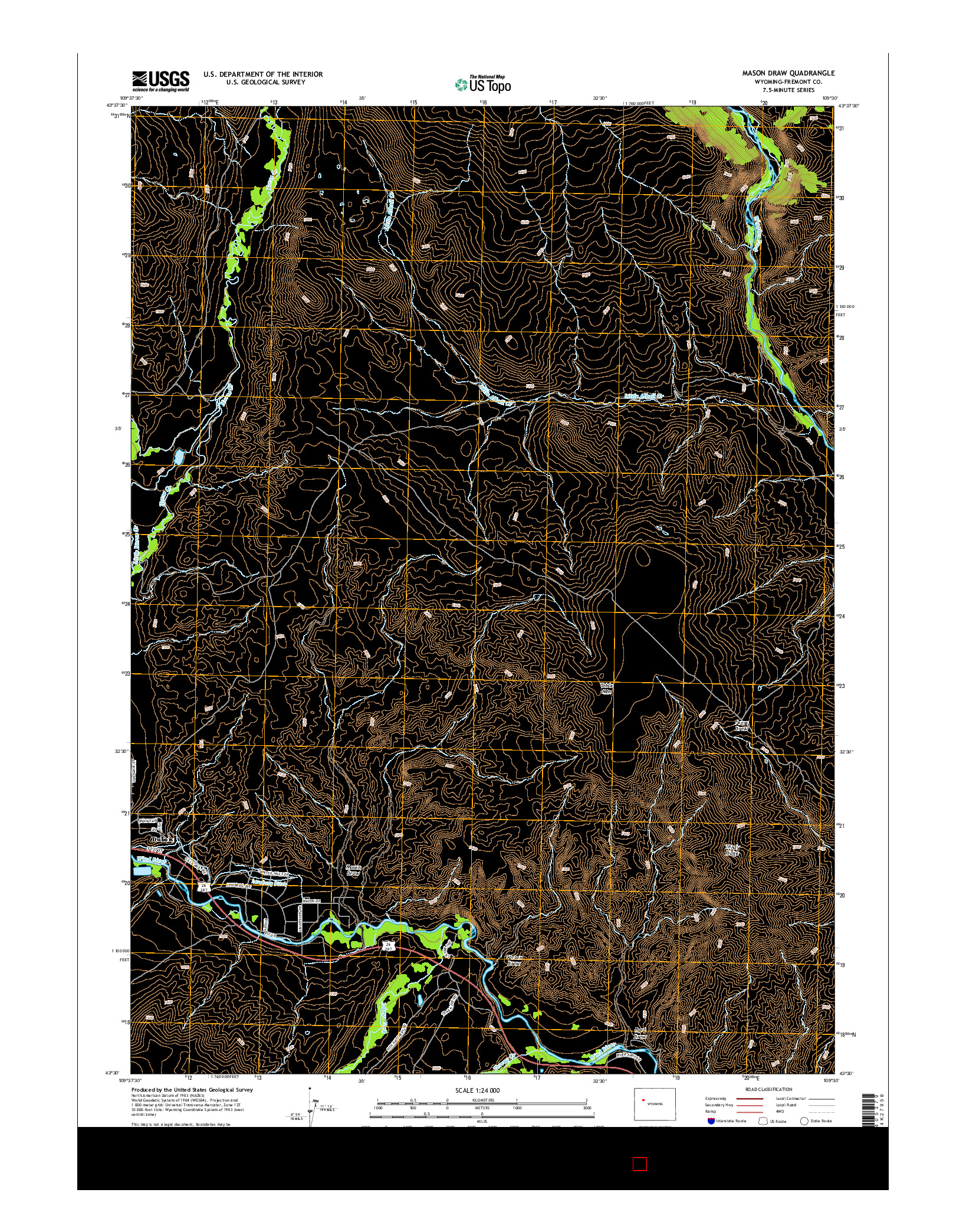 USGS US TOPO 7.5-MINUTE MAP FOR MASON DRAW, WY 2015