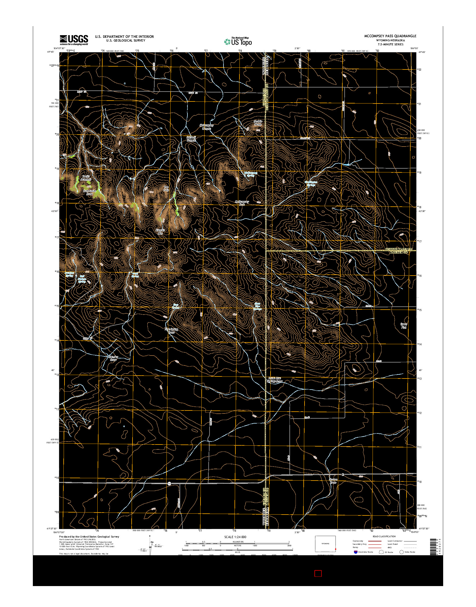 USGS US TOPO 7.5-MINUTE MAP FOR MCCOMPSEY PASS, WY-NE 2015