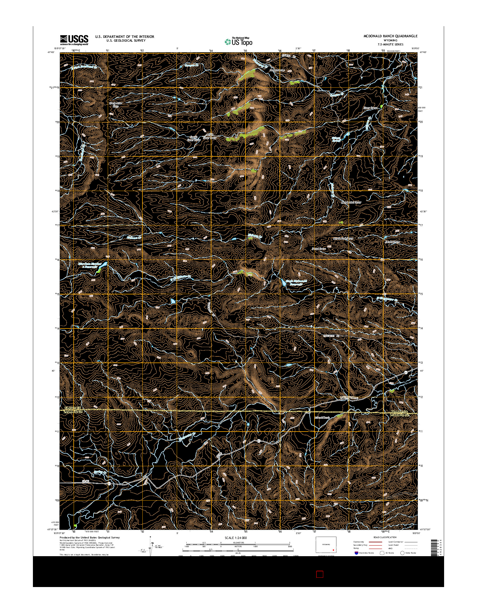 USGS US TOPO 7.5-MINUTE MAP FOR MCDONALD RANCH, WY 2015
