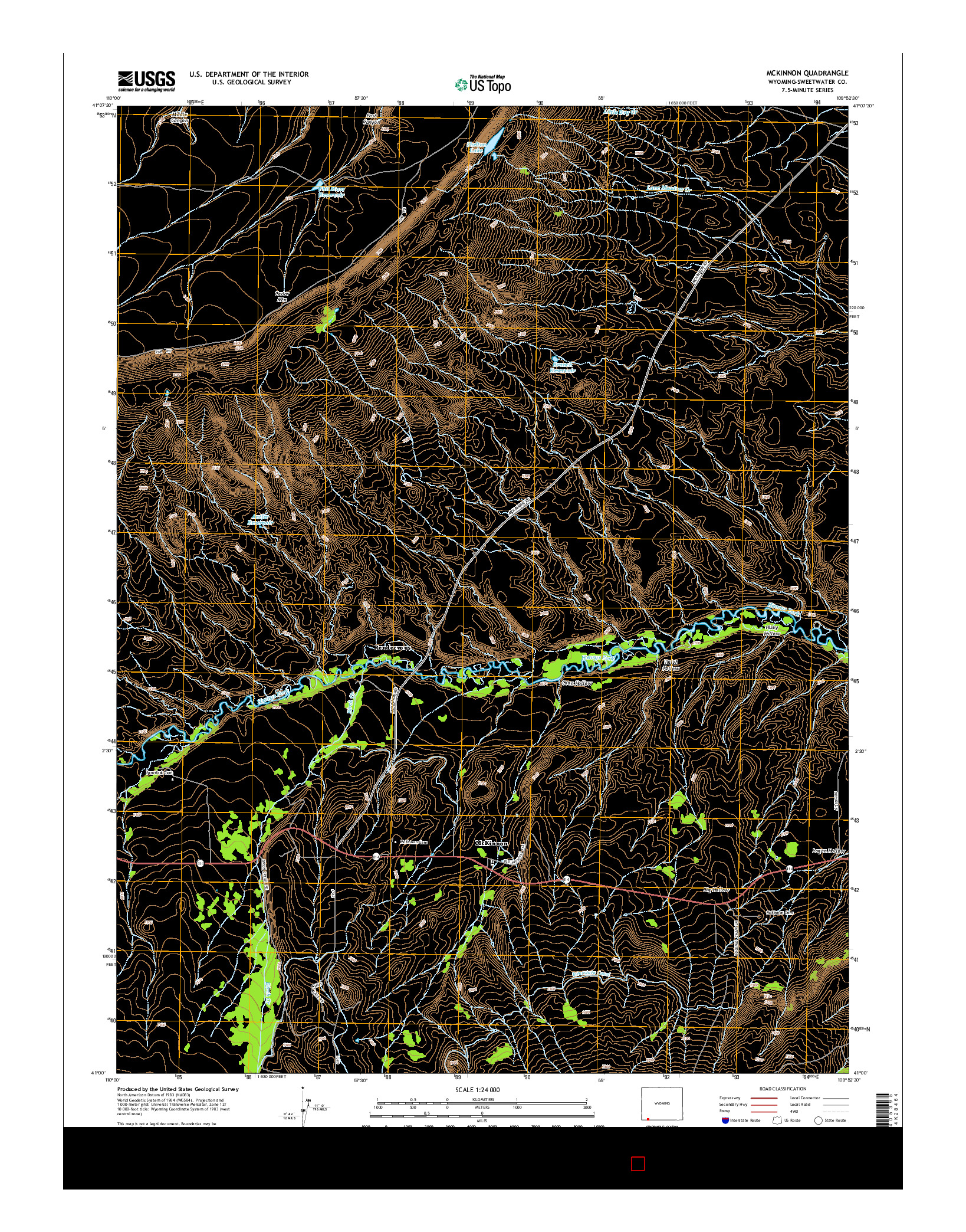 USGS US TOPO 7.5-MINUTE MAP FOR MCKINNON, WY 2015