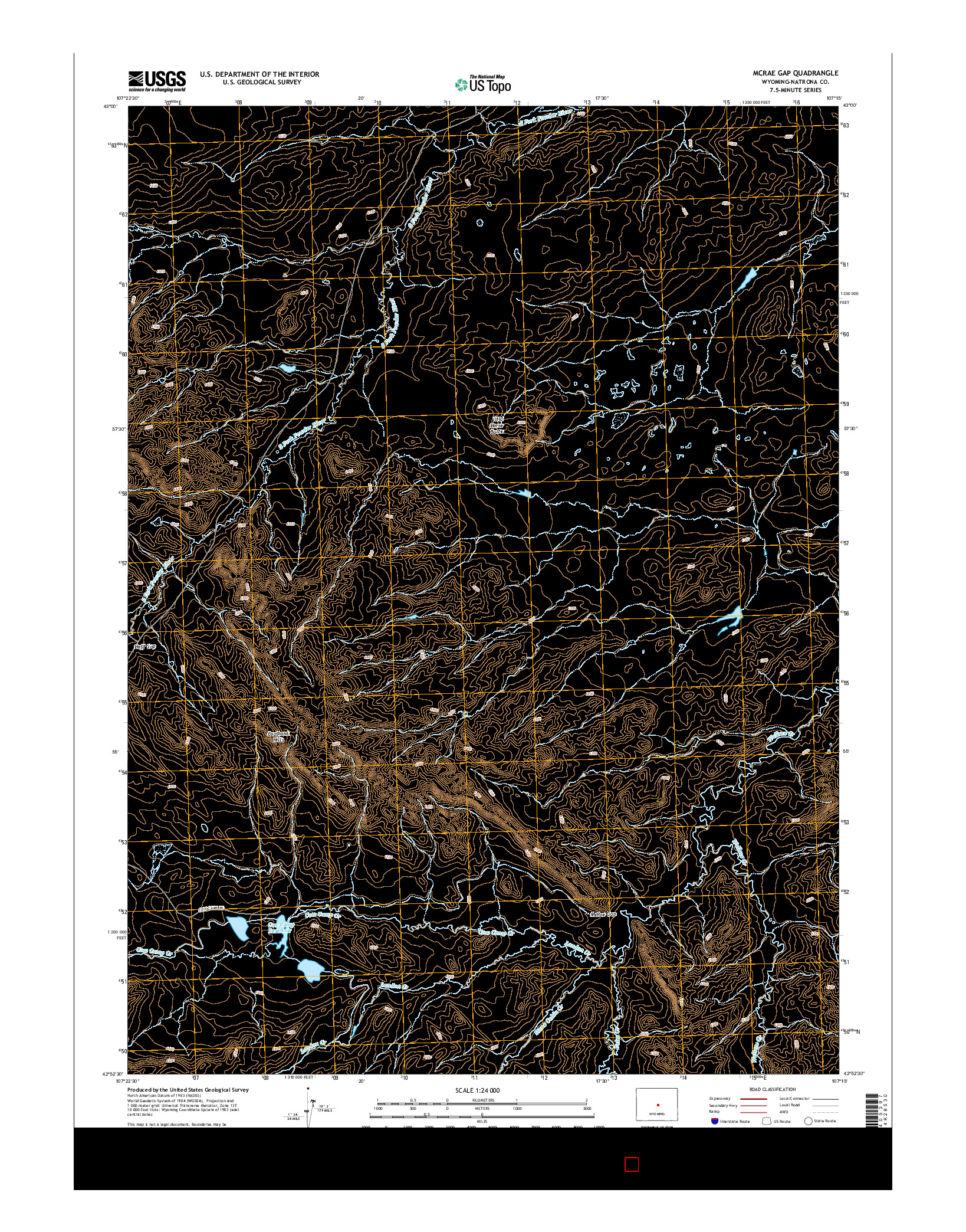 USGS US TOPO 7.5-MINUTE MAP FOR MCRAE GAP, WY 2015