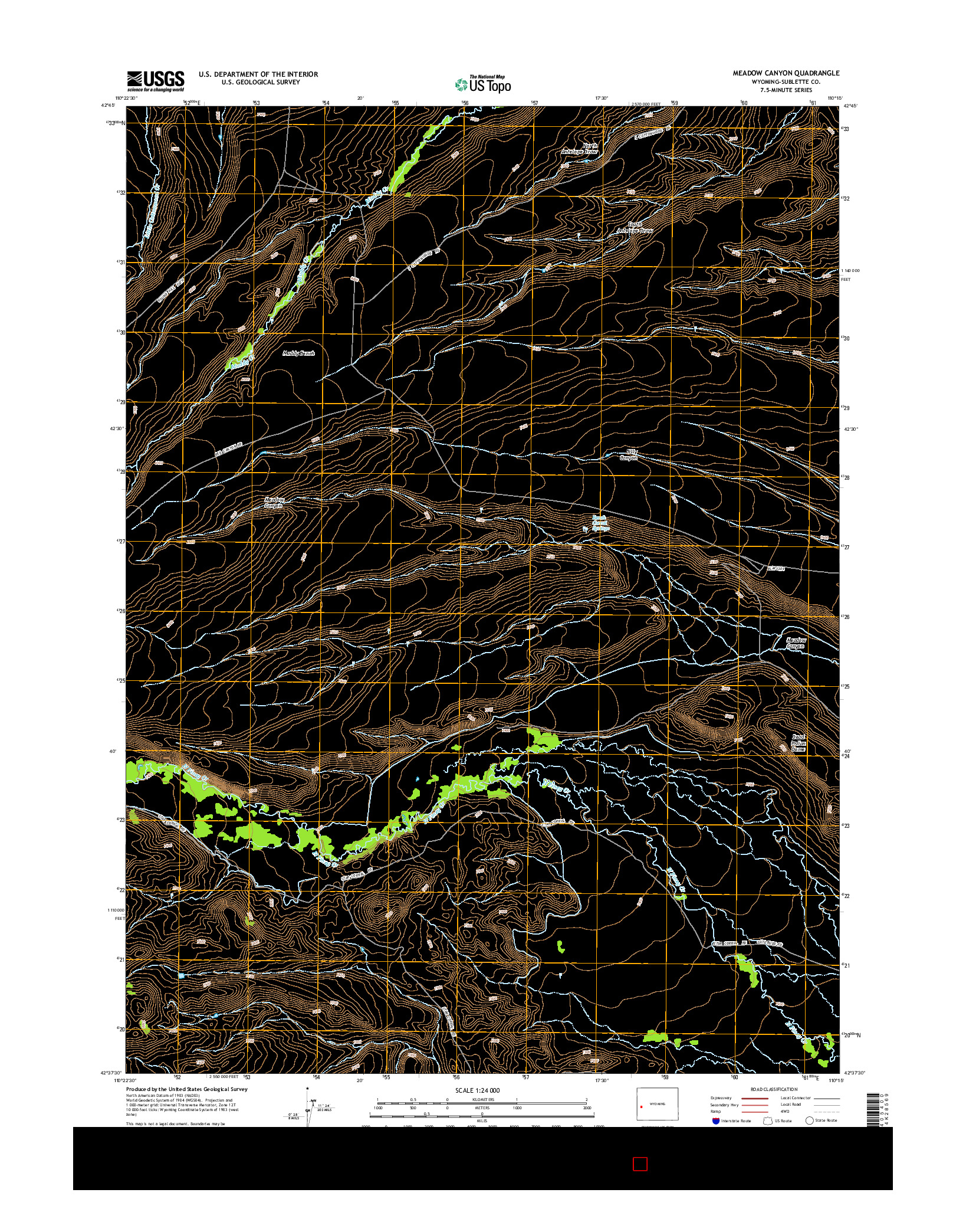 USGS US TOPO 7.5-MINUTE MAP FOR MEADOW CANYON, WY 2015