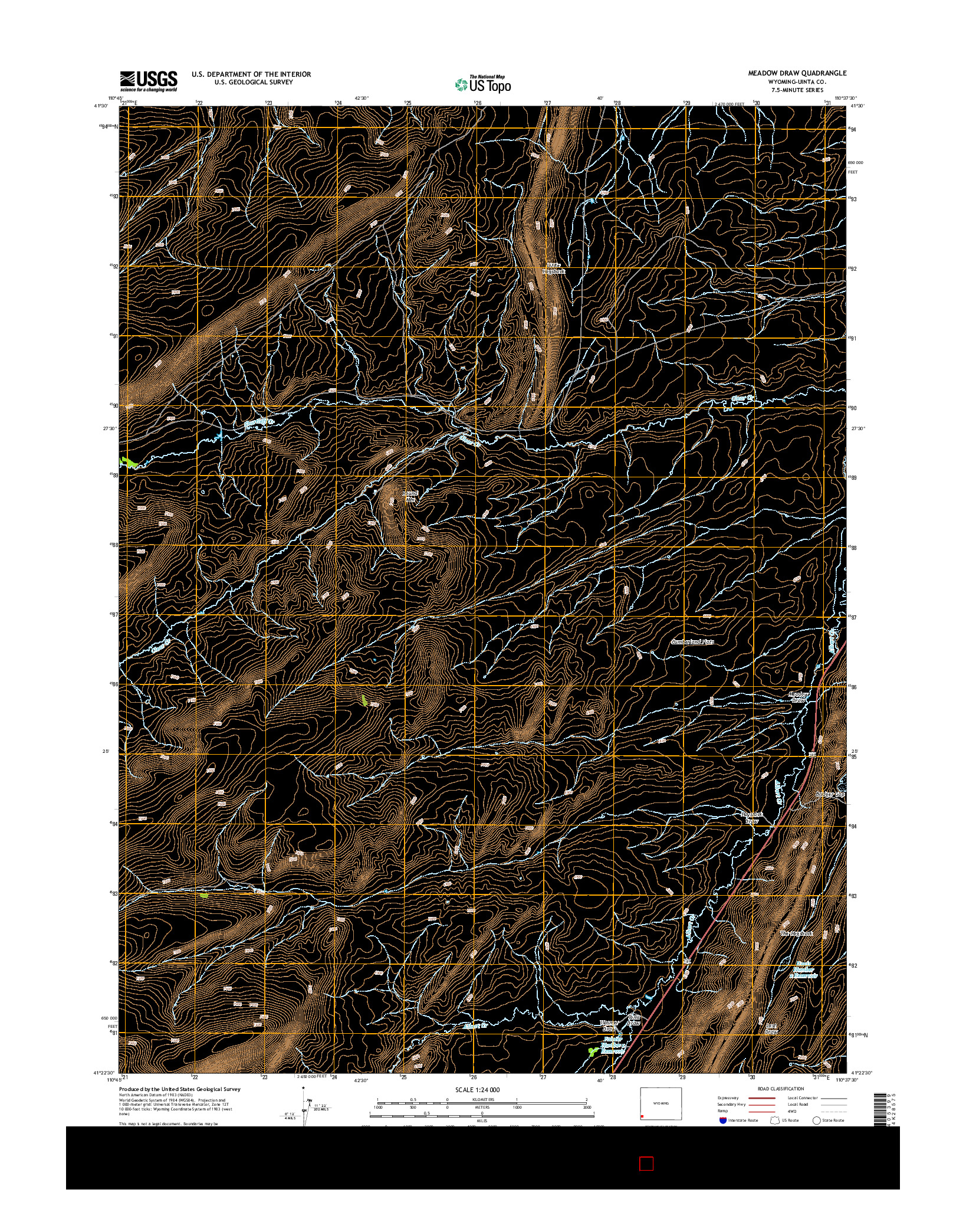 USGS US TOPO 7.5-MINUTE MAP FOR MEADOW DRAW, WY 2015