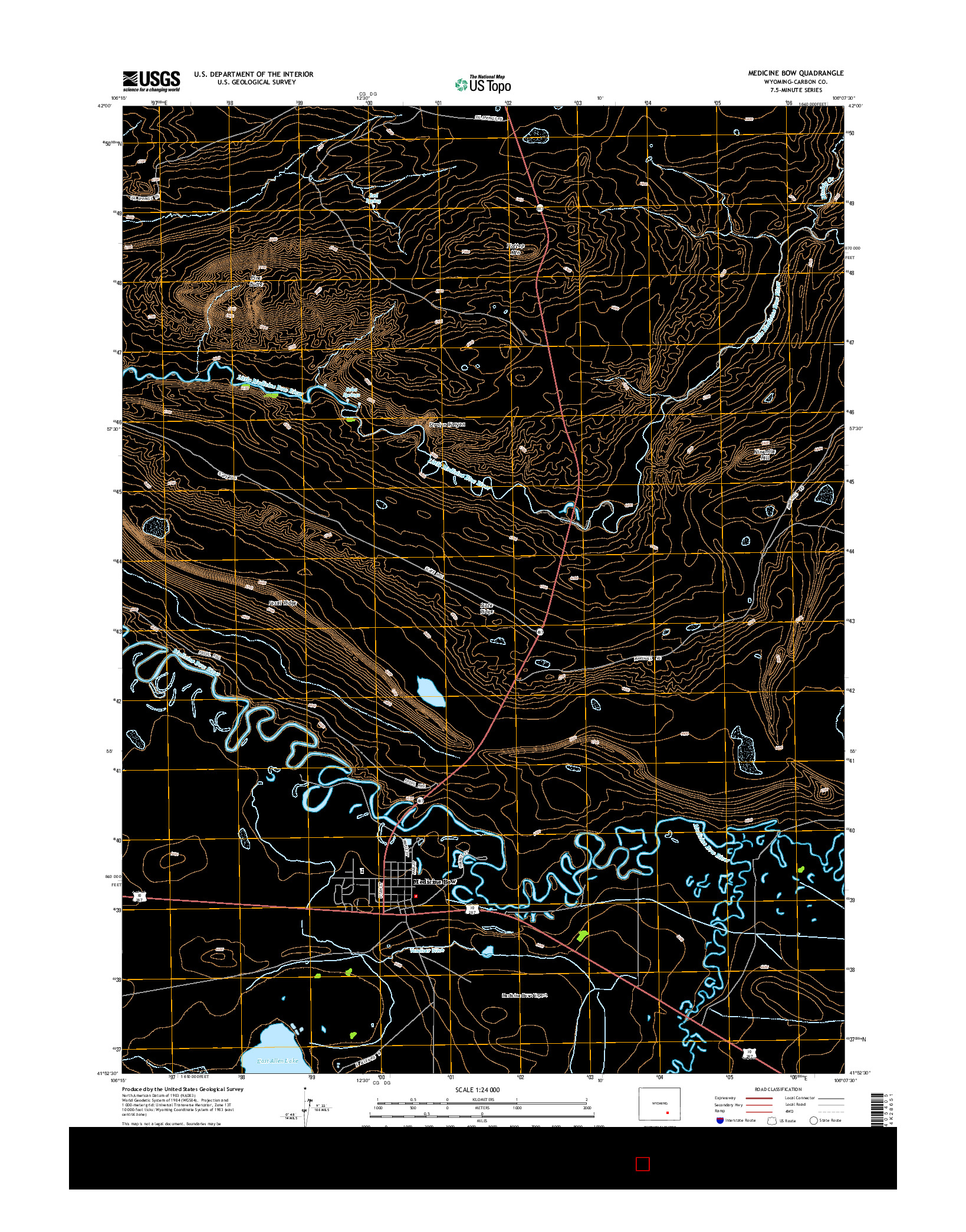 USGS US TOPO 7.5-MINUTE MAP FOR MEDICINE BOW, WY 2015