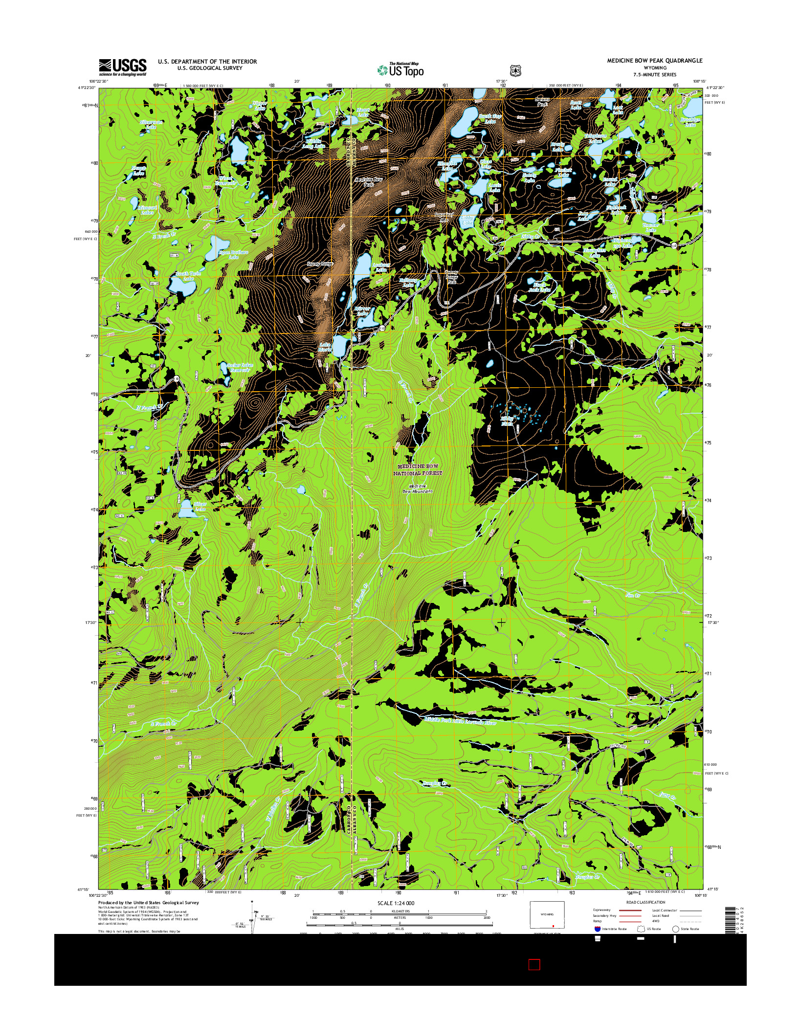 USGS US TOPO 7.5-MINUTE MAP FOR MEDICINE BOW PEAK, WY 2015