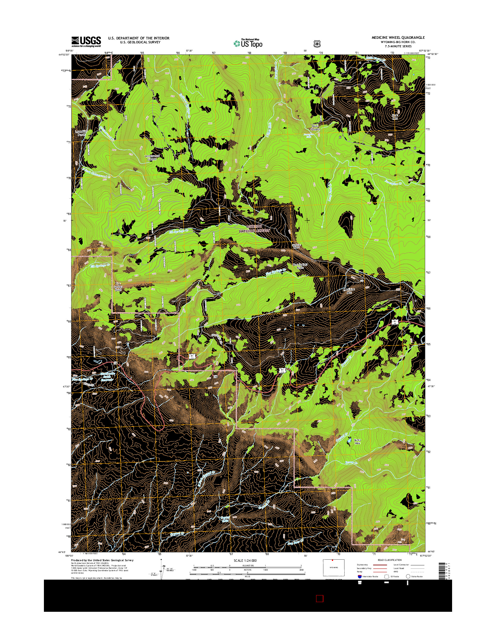 USGS US TOPO 7.5-MINUTE MAP FOR MEDICINE WHEEL, WY 2015