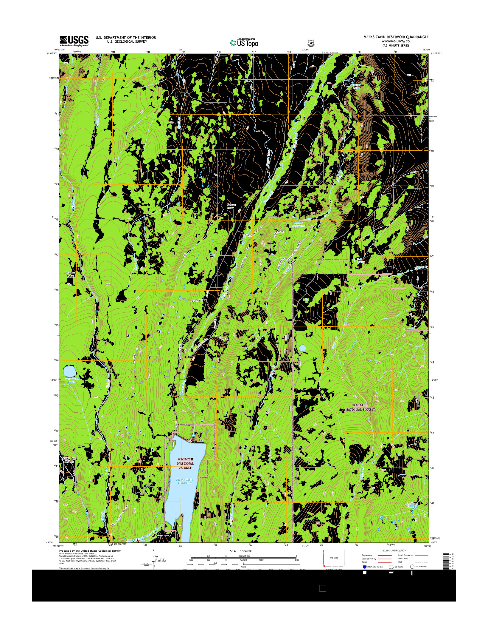 USGS US TOPO 7.5-MINUTE MAP FOR MEEKS CABIN RESERVOIR, WY 2015