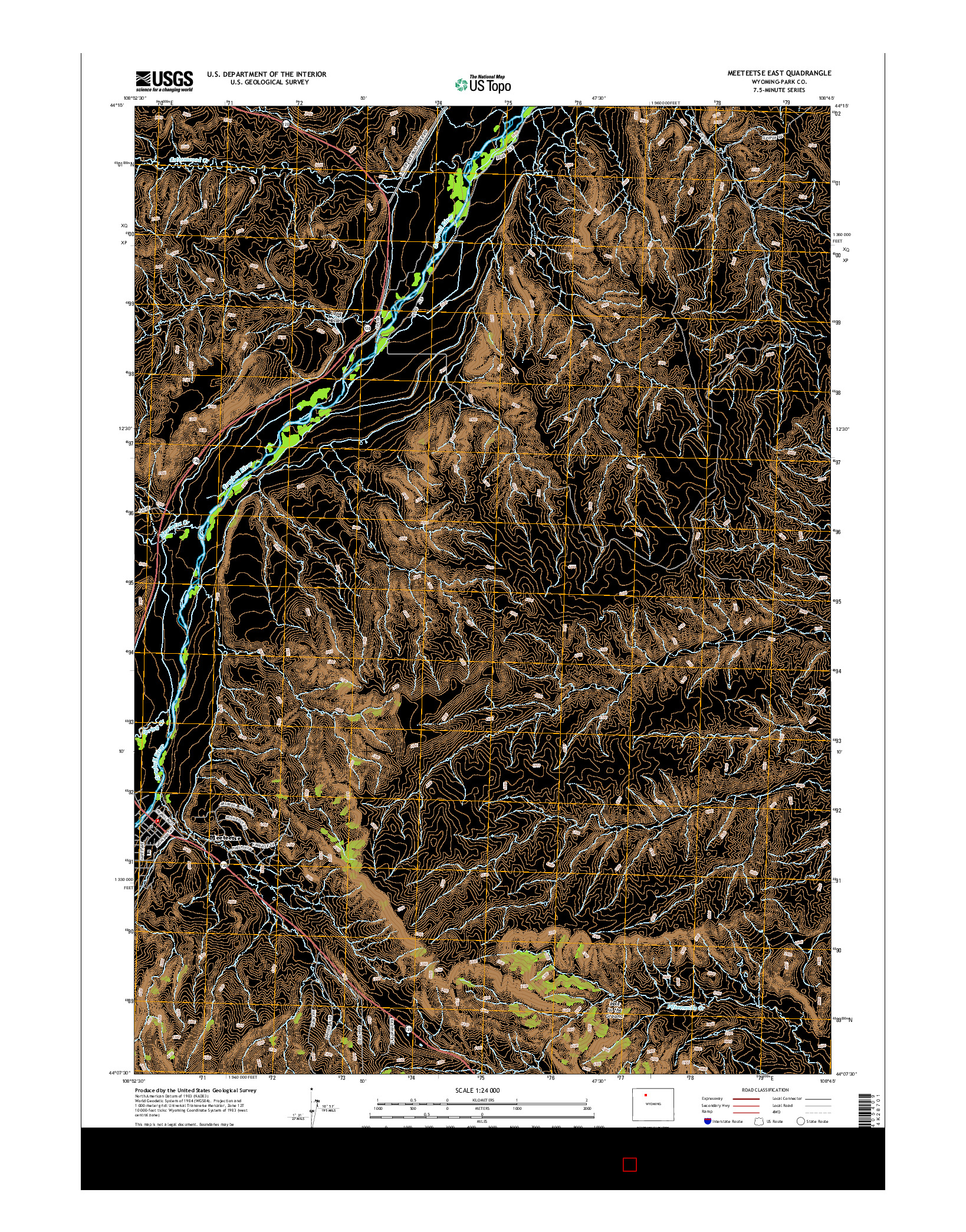 USGS US TOPO 7.5-MINUTE MAP FOR MEETEETSE EAST, WY 2015