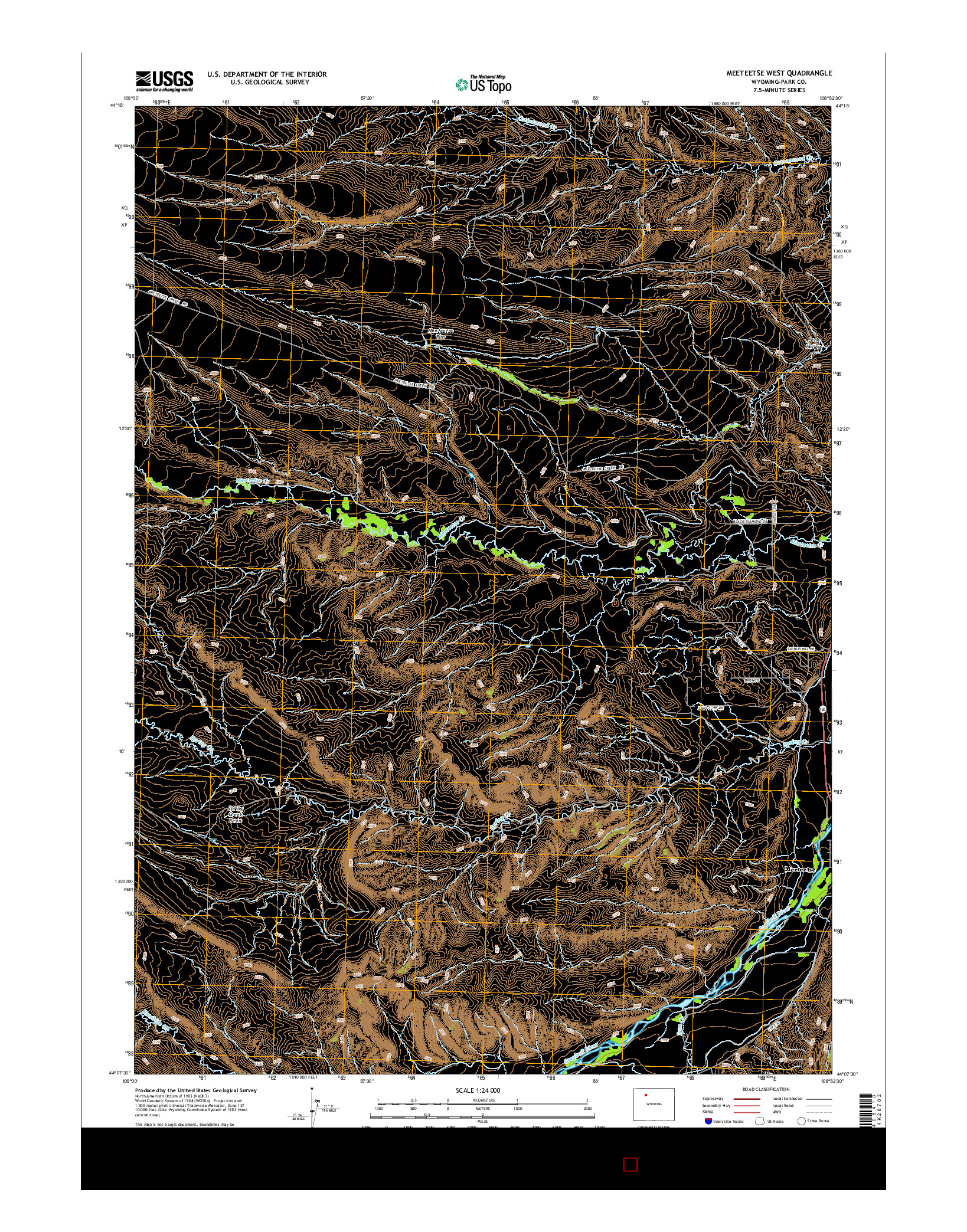 USGS US TOPO 7.5-MINUTE MAP FOR MEETEETSE WEST, WY 2015