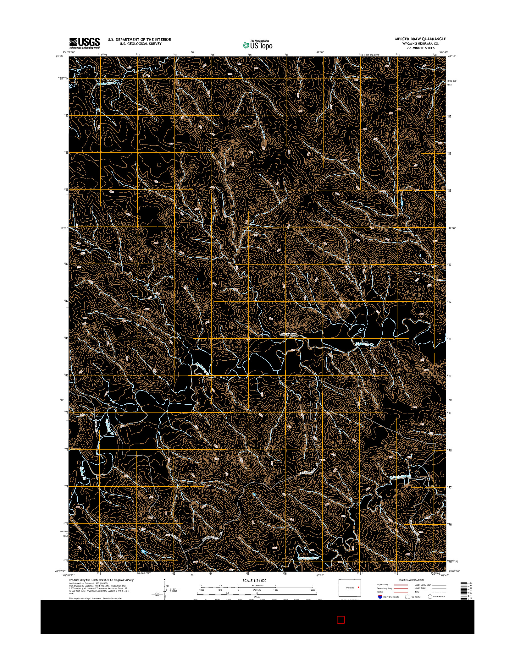 USGS US TOPO 7.5-MINUTE MAP FOR MERCER DRAW, WY 2015