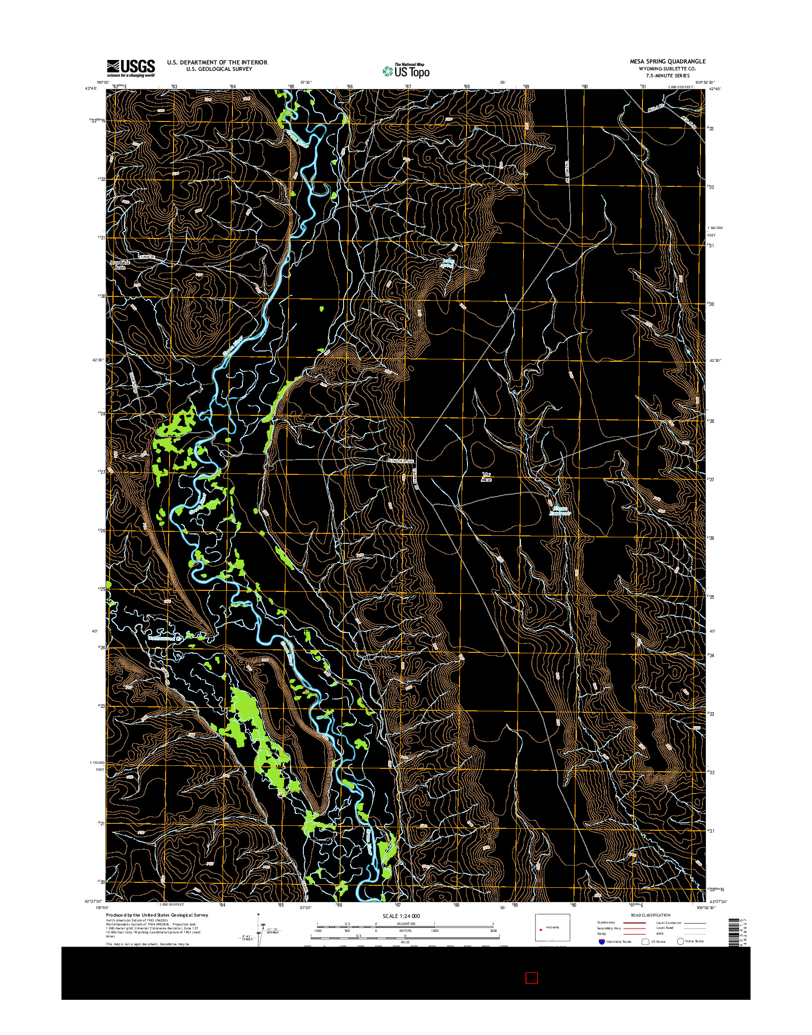 USGS US TOPO 7.5-MINUTE MAP FOR MESA SPRING, WY 2015