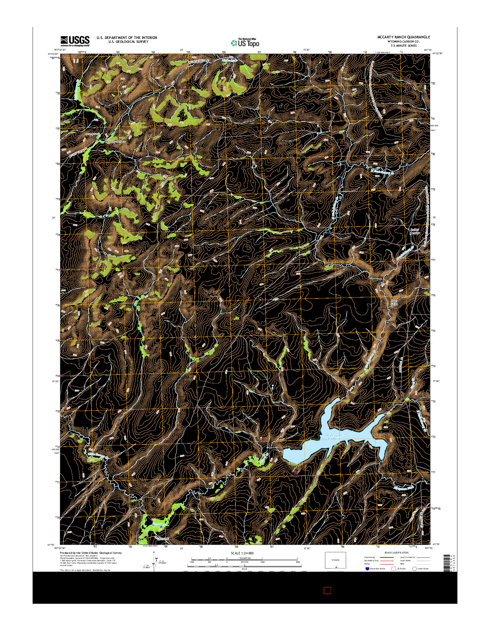 USGS US TOPO 7.5-MINUTE MAP FOR MCCARTY RANCH, WY 2015