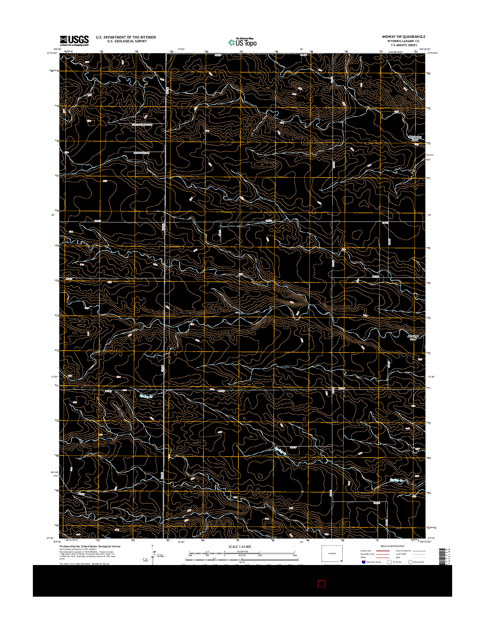 USGS US TOPO 7.5-MINUTE MAP FOR MIDWAY SW, WY 2015