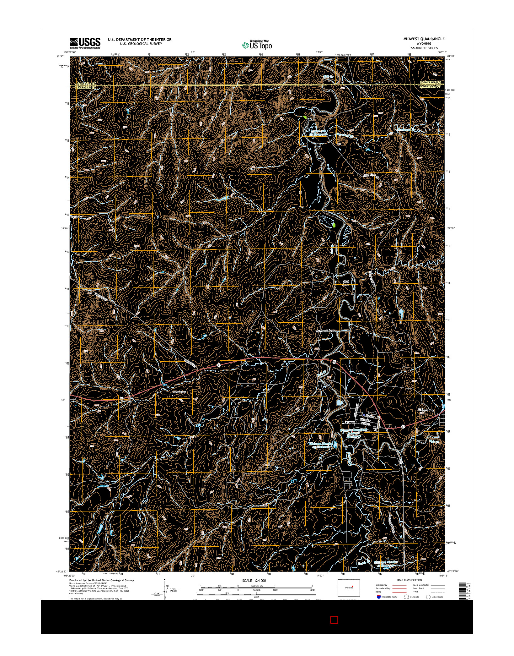 USGS US TOPO 7.5-MINUTE MAP FOR MIDWEST, WY 2015