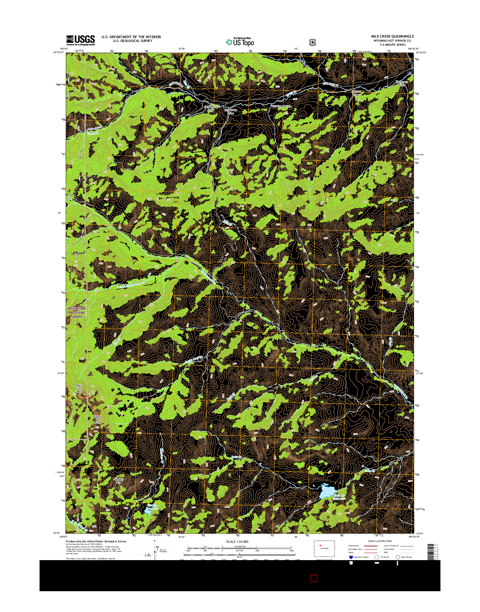 USGS US TOPO 7.5-MINUTE MAP FOR MILK CREEK, WY 2015