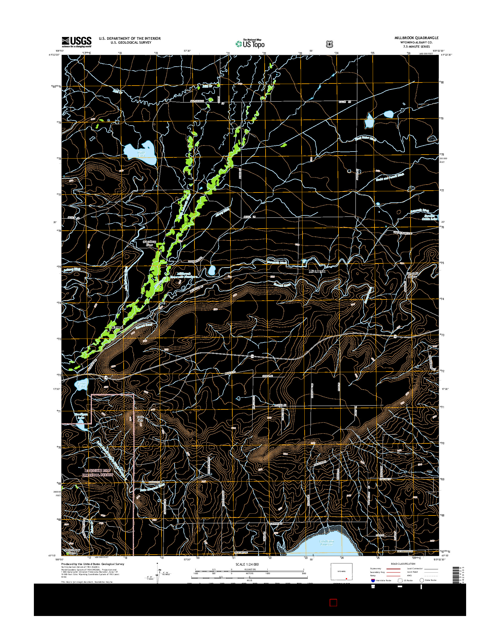 USGS US TOPO 7.5-MINUTE MAP FOR MILLBROOK, WY 2015