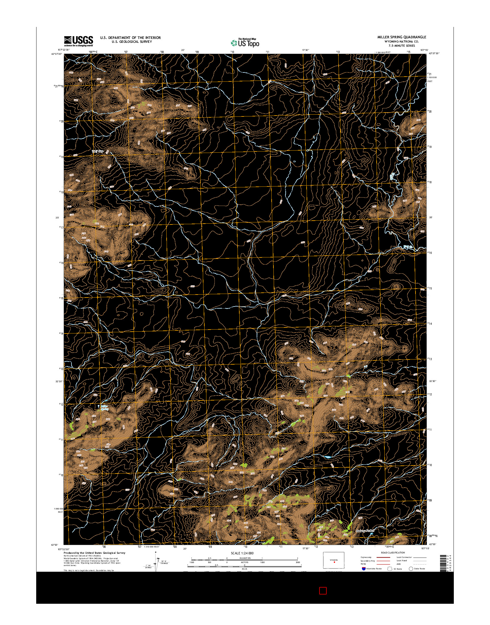 USGS US TOPO 7.5-MINUTE MAP FOR MILLER SPRING, WY 2015