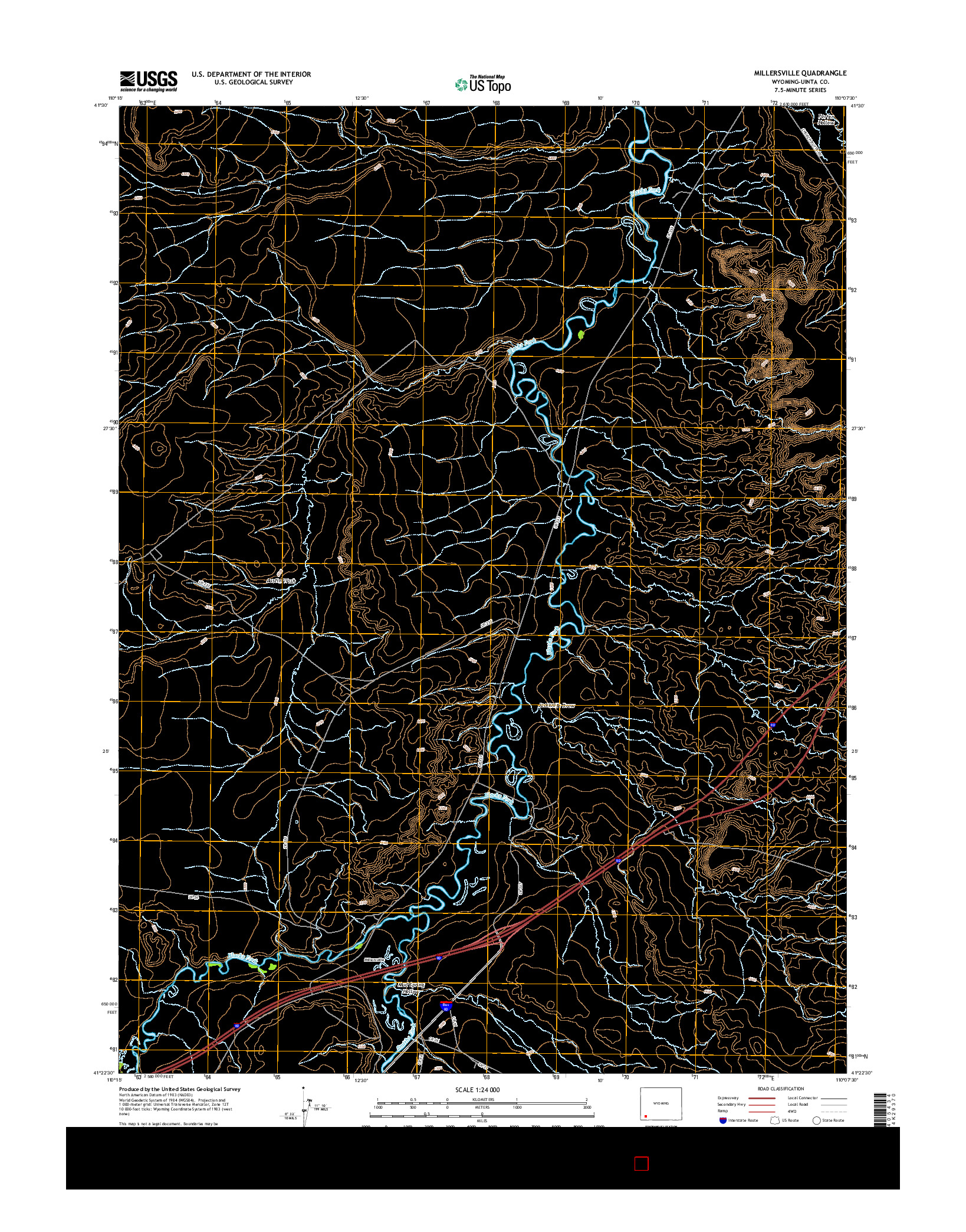 USGS US TOPO 7.5-MINUTE MAP FOR MILLERSVILLE, WY 2015