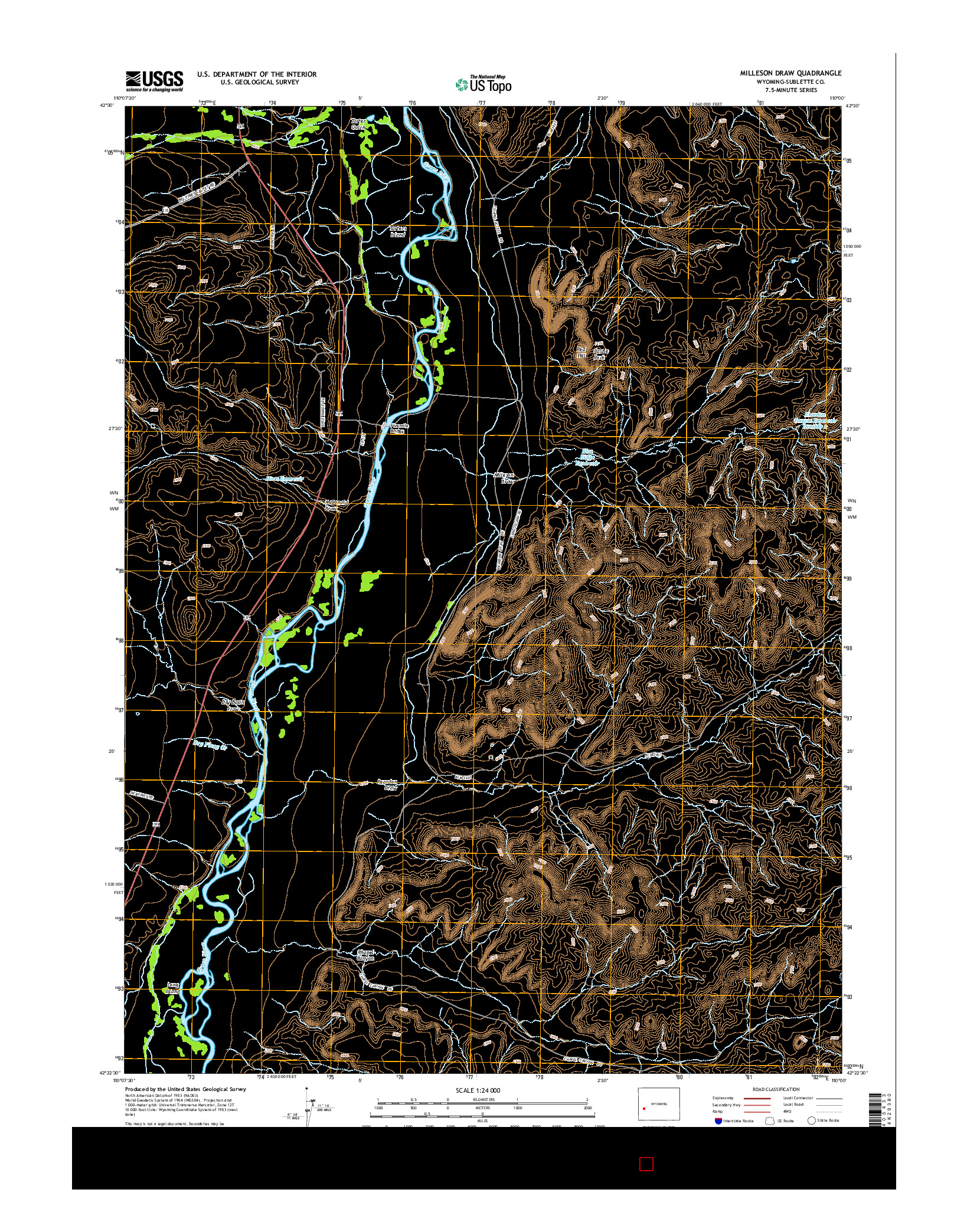 USGS US TOPO 7.5-MINUTE MAP FOR MILLESON DRAW, WY 2015
