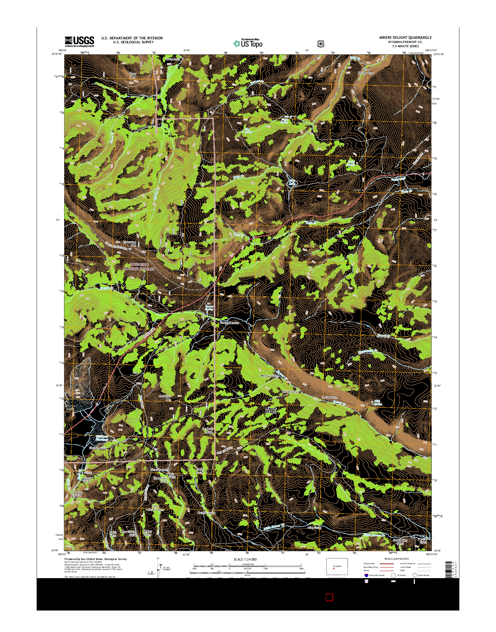 USGS US TOPO 7.5-MINUTE MAP FOR MINERS DELIGHT, WY 2015