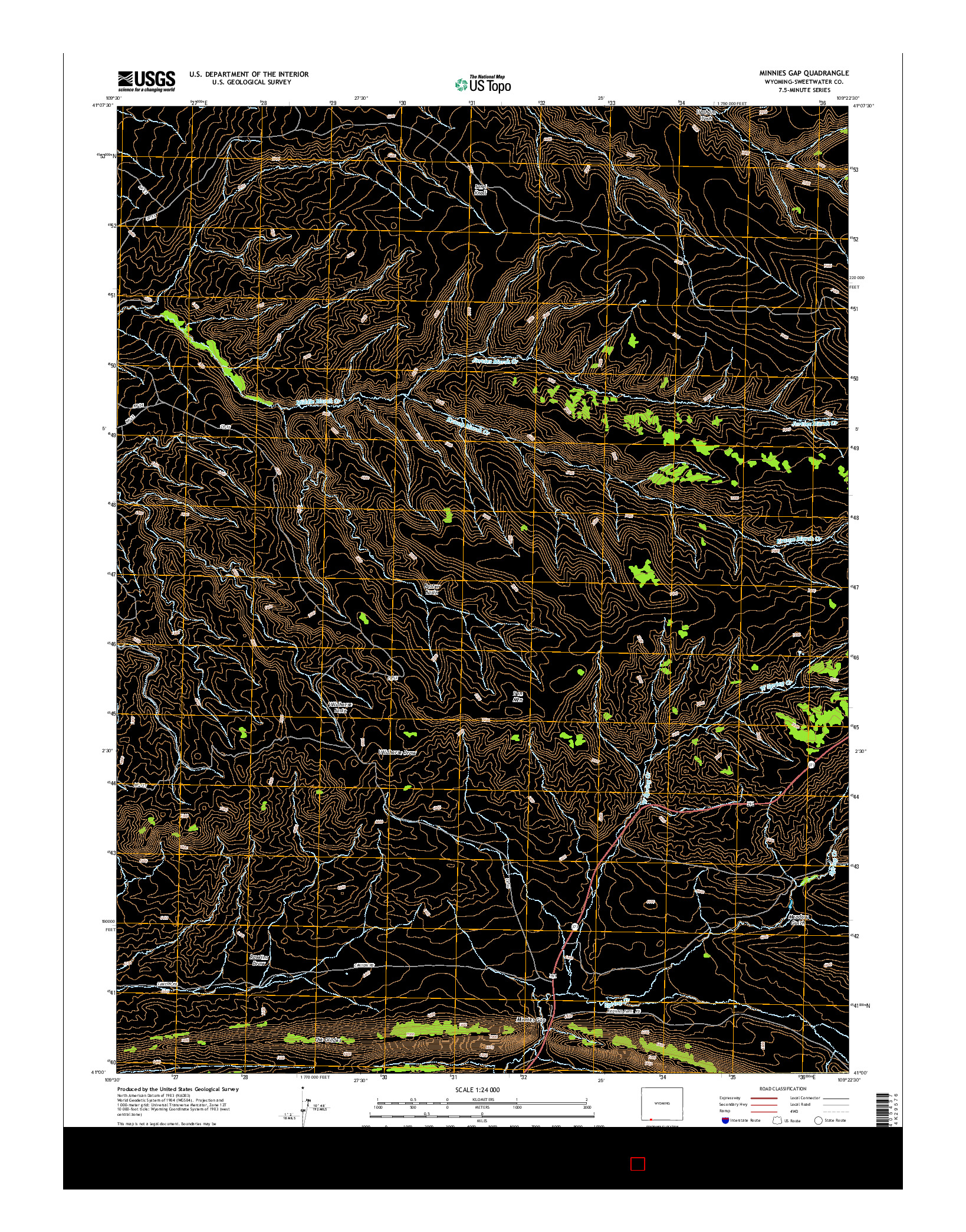 USGS US TOPO 7.5-MINUTE MAP FOR MINNIES GAP, WY 2015