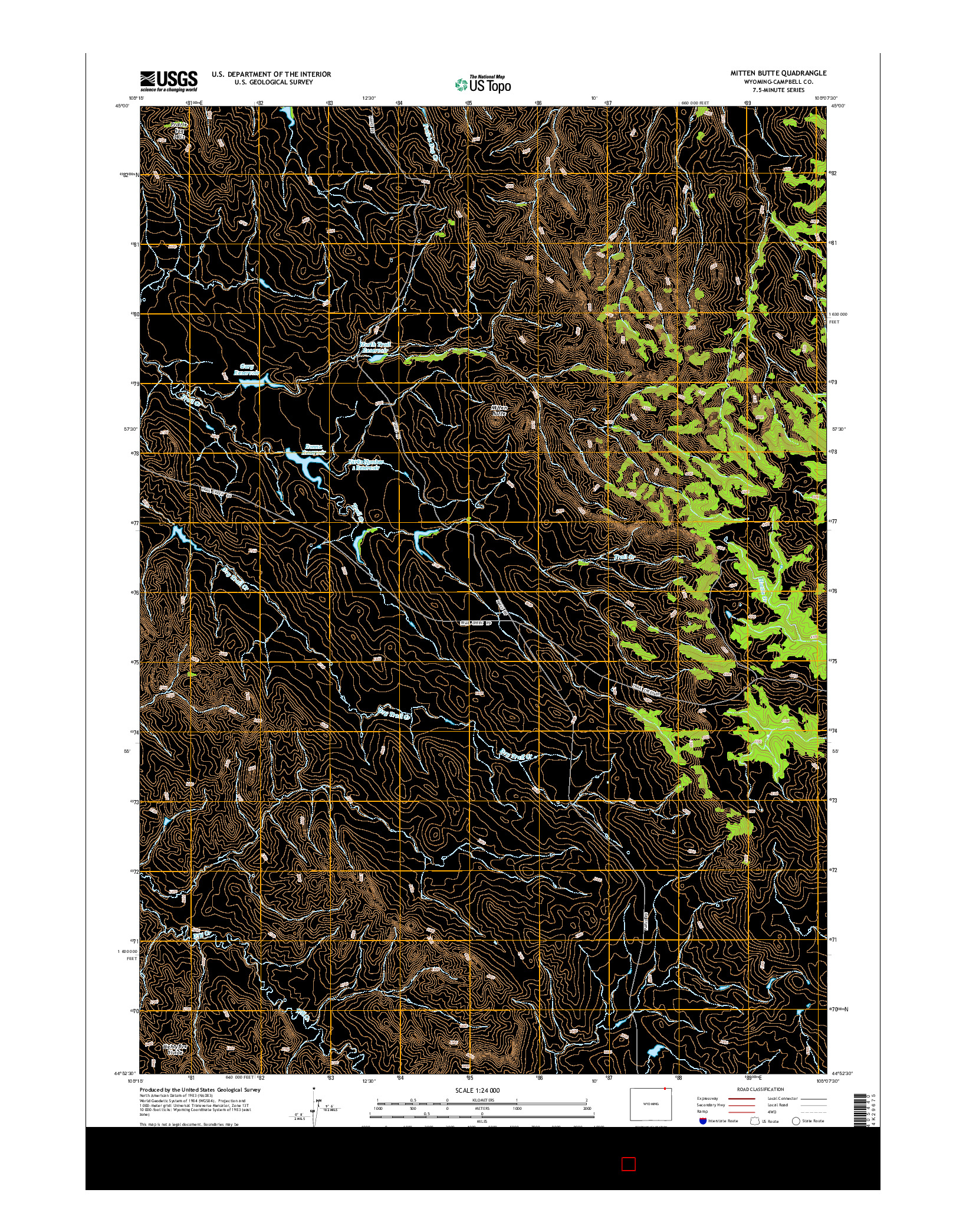 USGS US TOPO 7.5-MINUTE MAP FOR MITTEN BUTTE, WY 2015