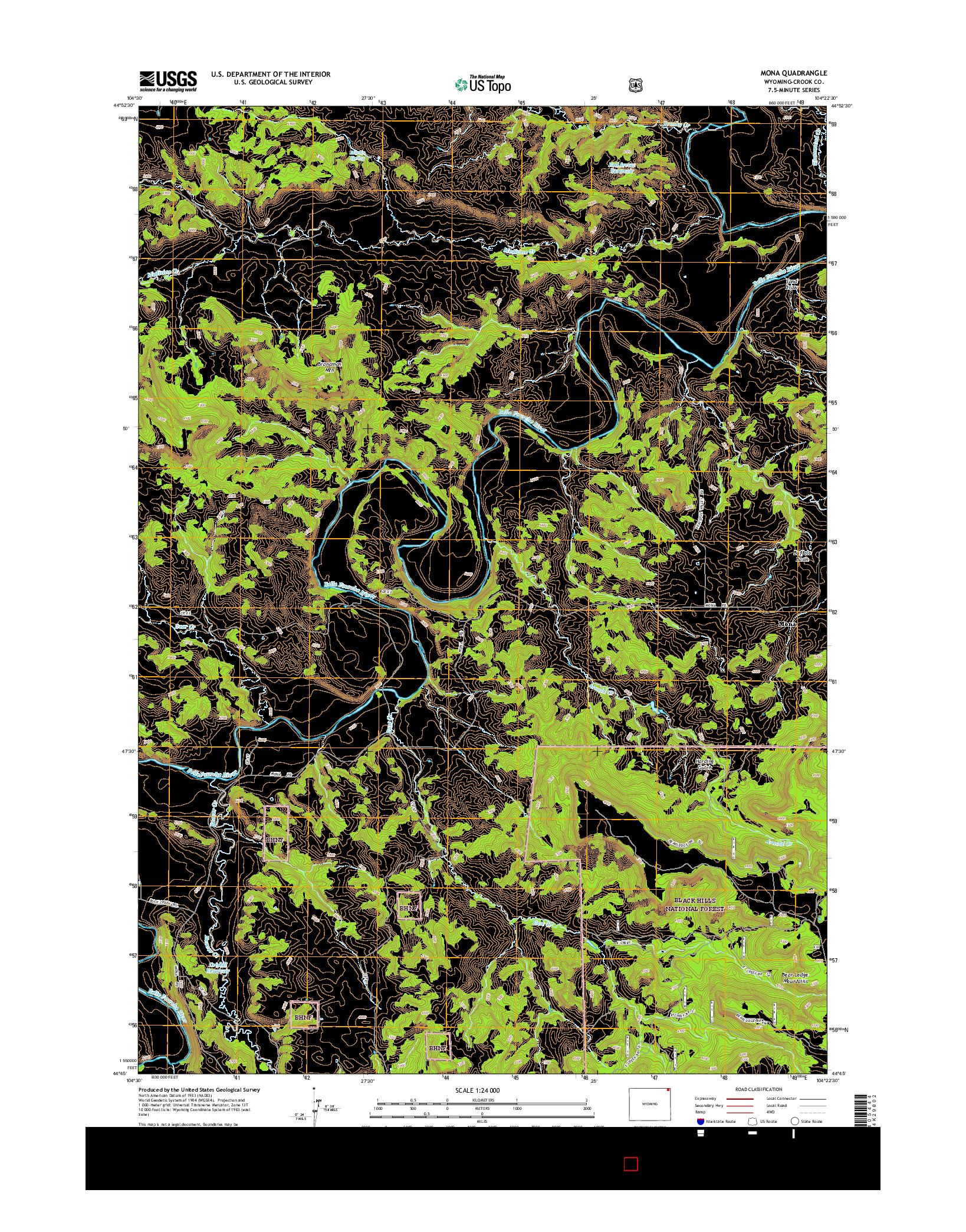 USGS US TOPO 7.5-MINUTE MAP FOR MONA, WY 2015