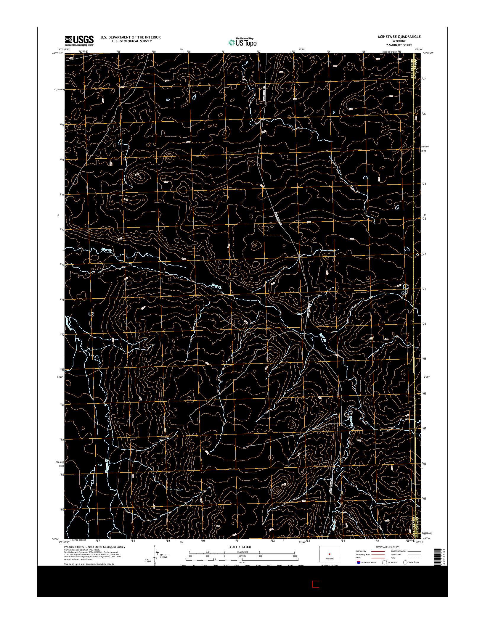USGS US TOPO 7.5-MINUTE MAP FOR MONETA SE, WY 2015