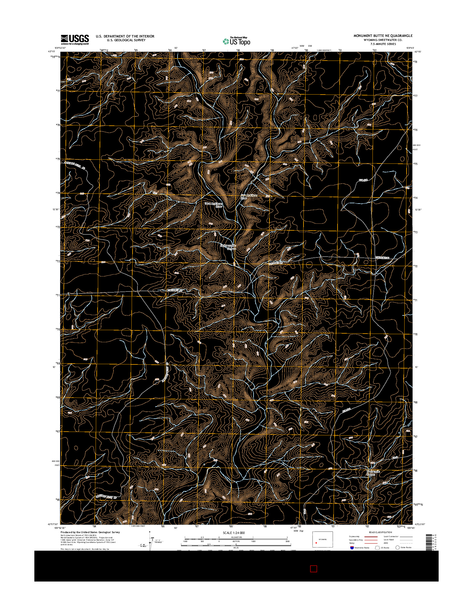 USGS US TOPO 7.5-MINUTE MAP FOR MONUMENT BUTTE NE, WY 2015