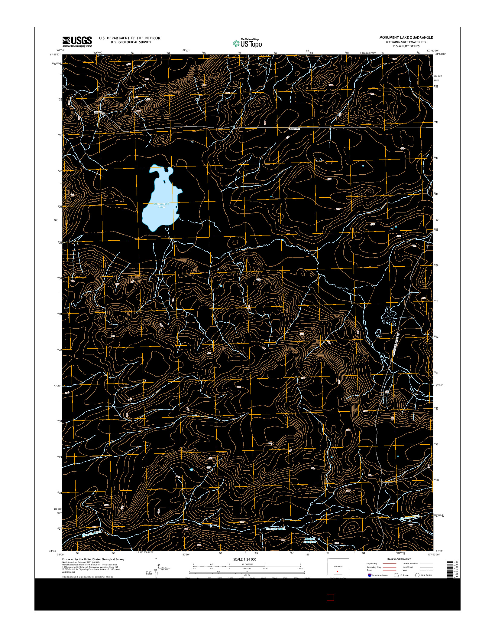 USGS US TOPO 7.5-MINUTE MAP FOR MONUMENT LAKE, WY 2015