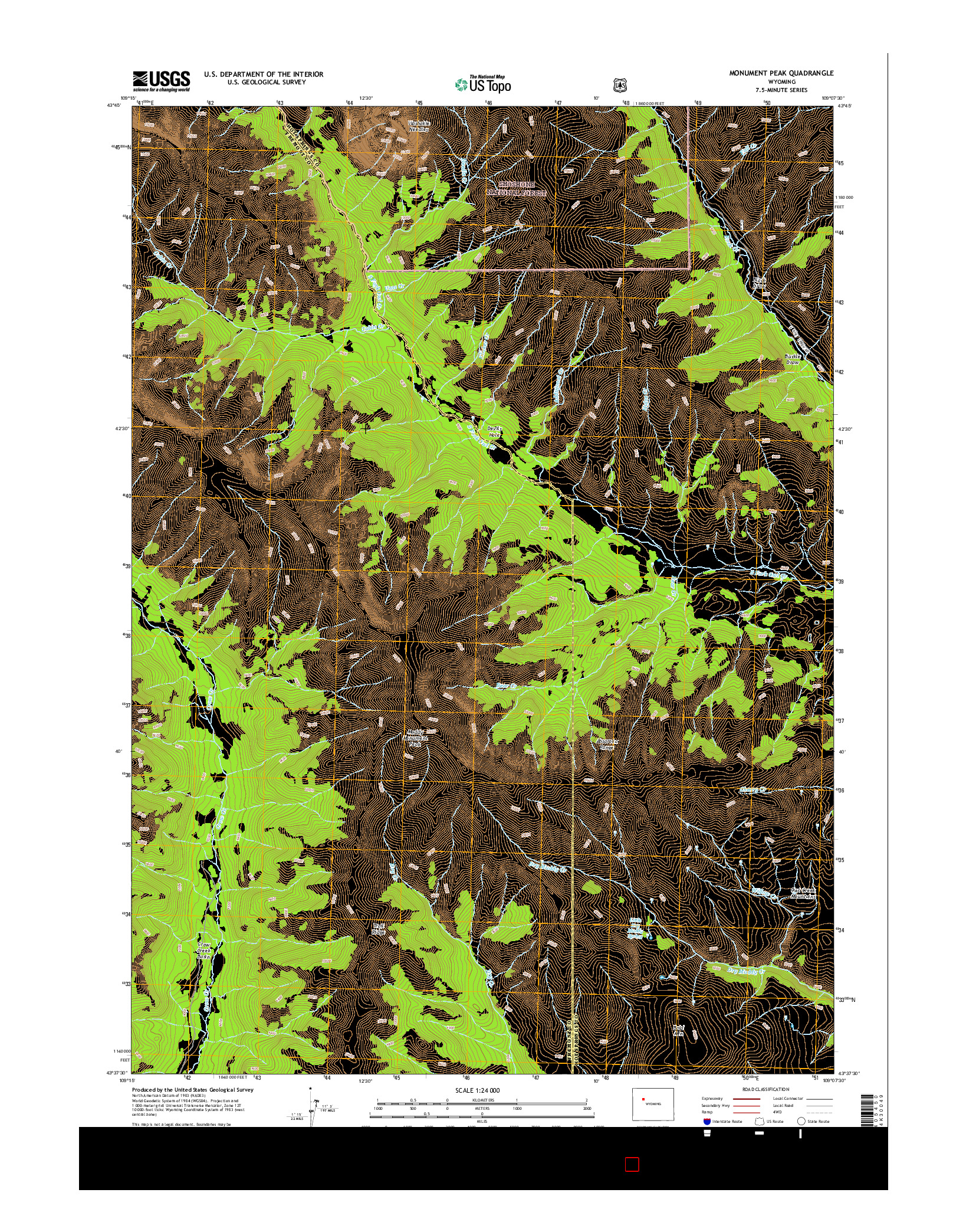 USGS US TOPO 7.5-MINUTE MAP FOR MONUMENT PEAK, WY 2015