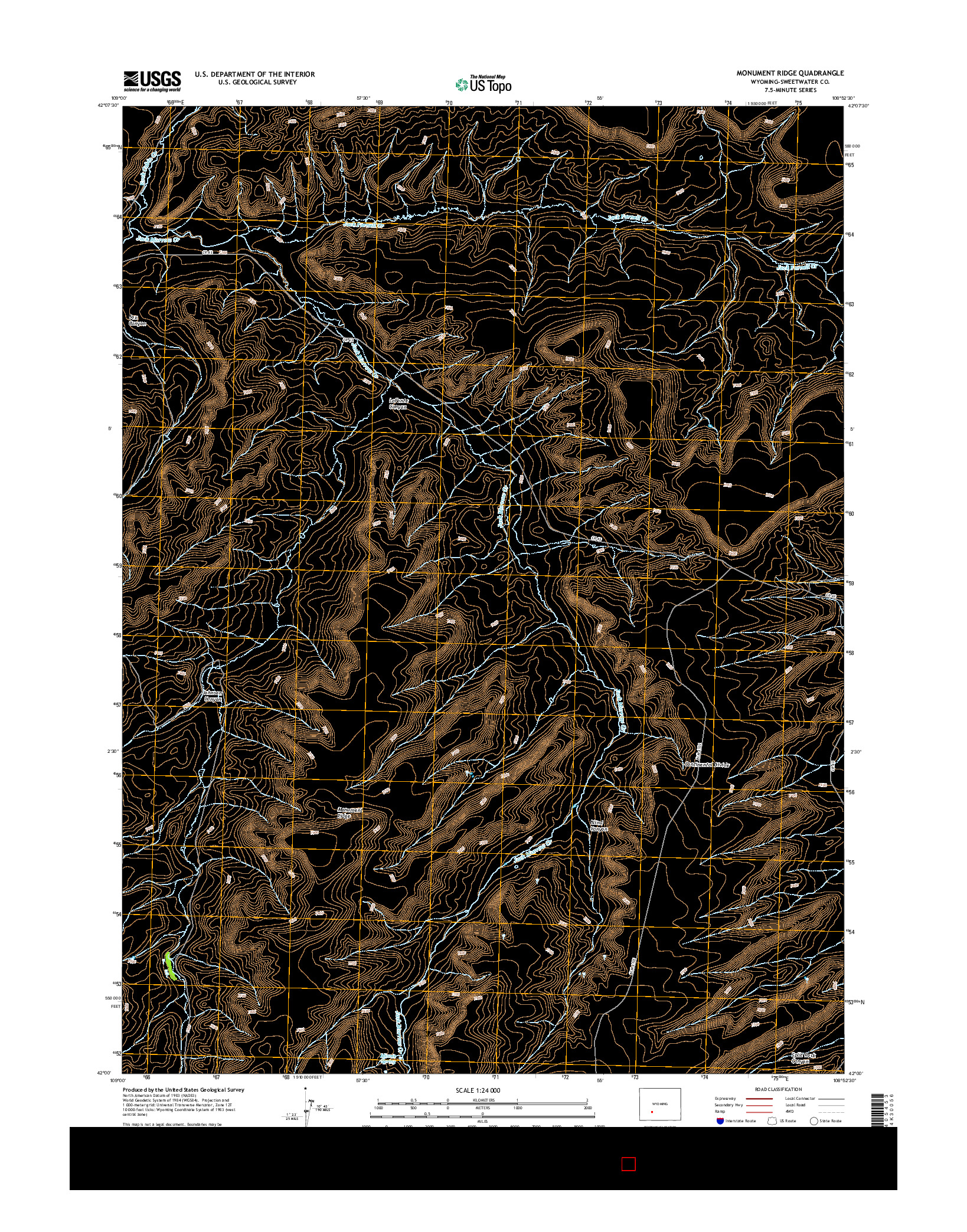 USGS US TOPO 7.5-MINUTE MAP FOR MONUMENT RIDGE, WY 2015