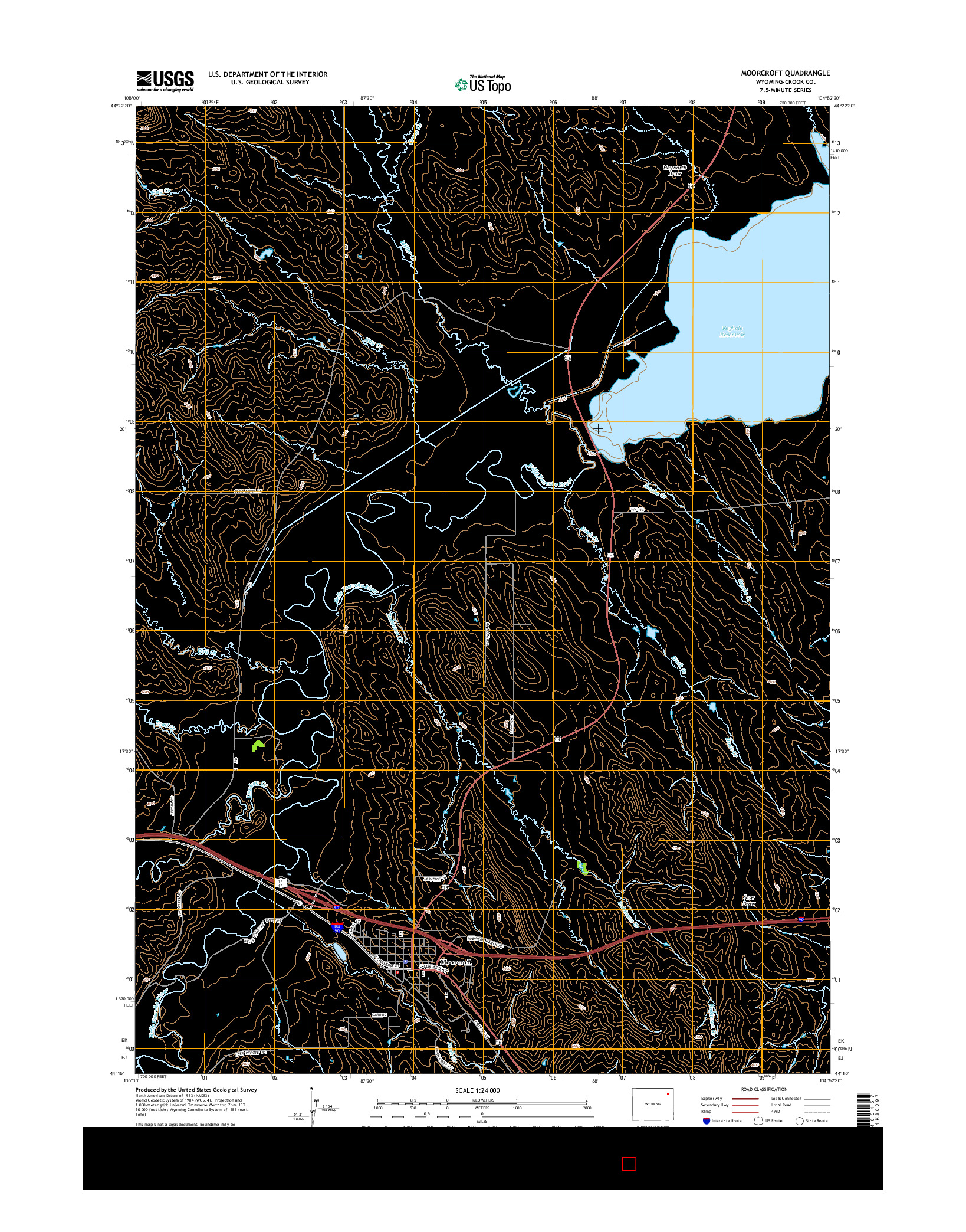 USGS US TOPO 7.5-MINUTE MAP FOR MOORCROFT, WY 2015