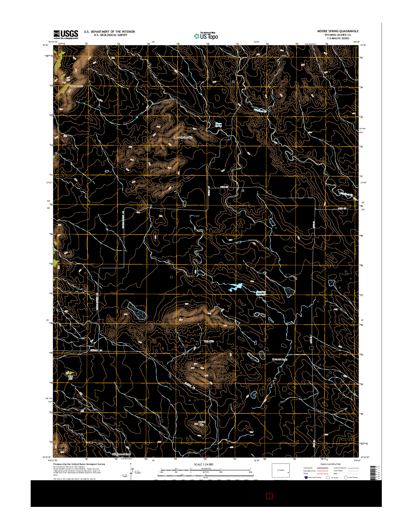 USGS US TOPO 7.5-MINUTE MAP FOR MOORE SPRING, WY 2015