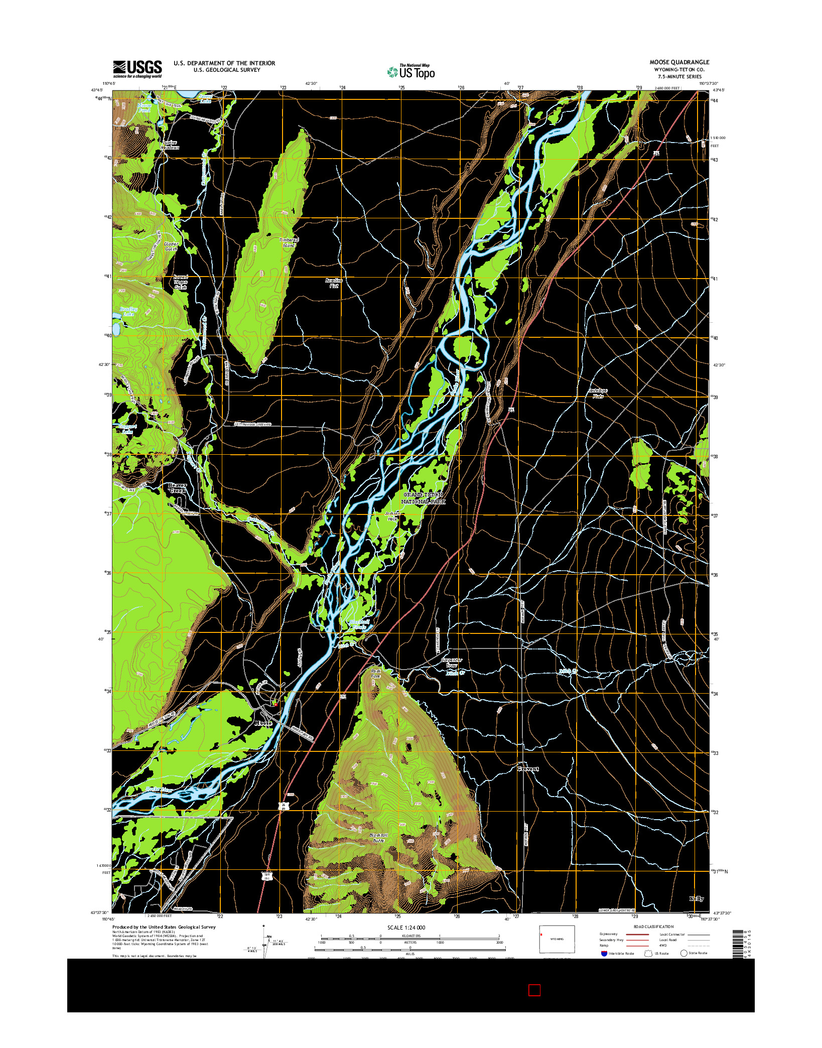 USGS US TOPO 7.5-MINUTE MAP FOR MOOSE, WY 2015