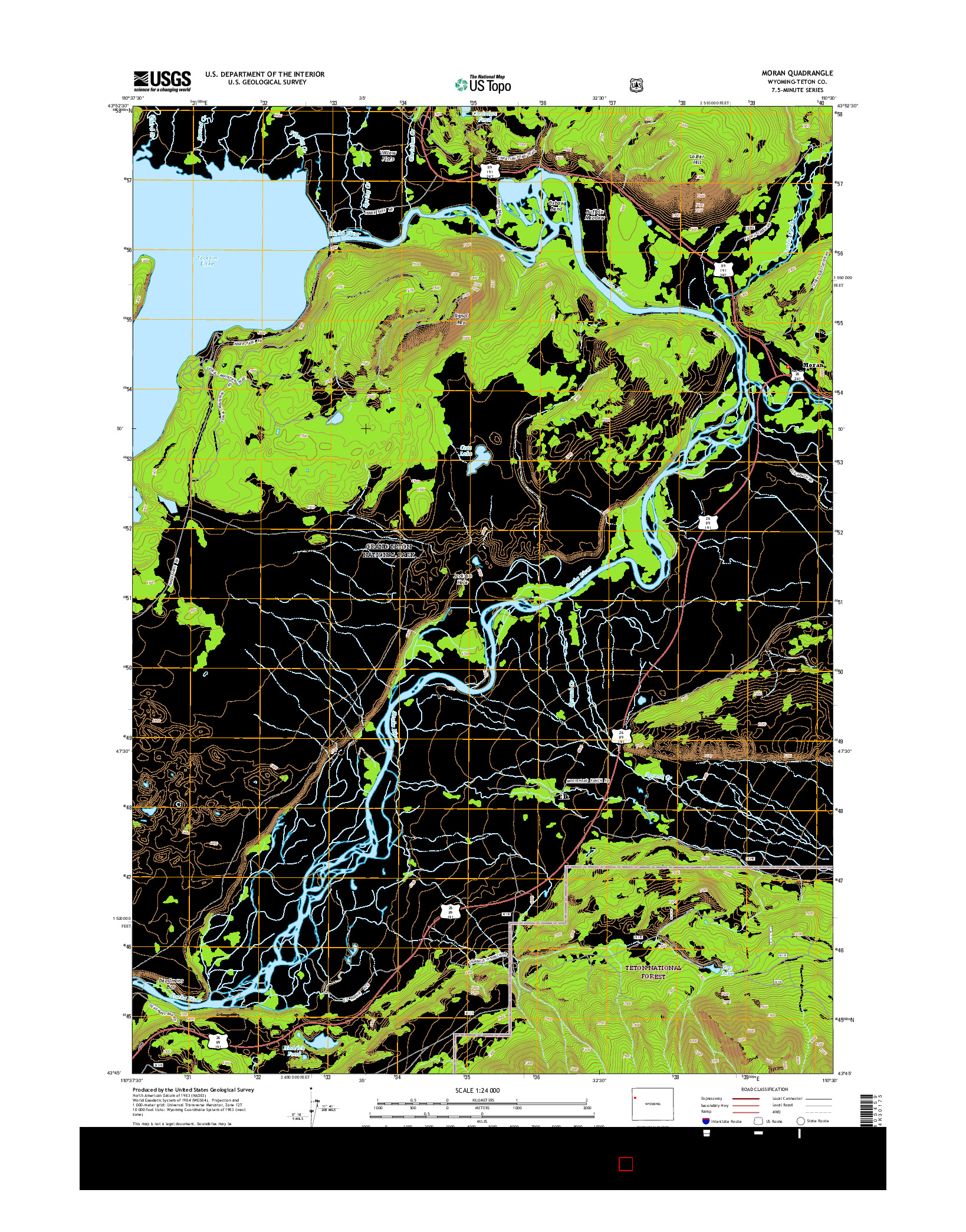 USGS US TOPO 7.5-MINUTE MAP FOR MORAN, WY 2015