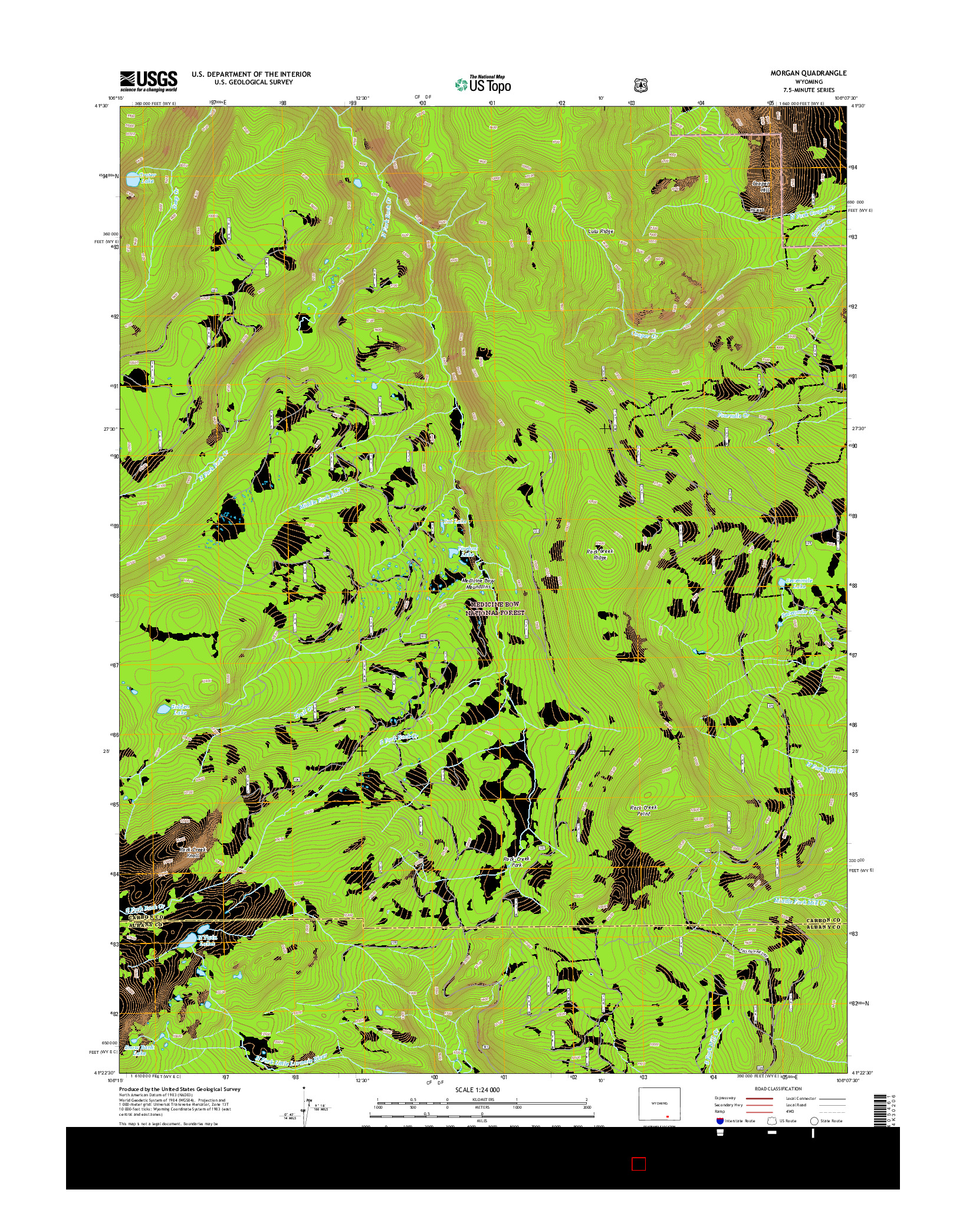 USGS US TOPO 7.5-MINUTE MAP FOR MORGAN, WY 2015