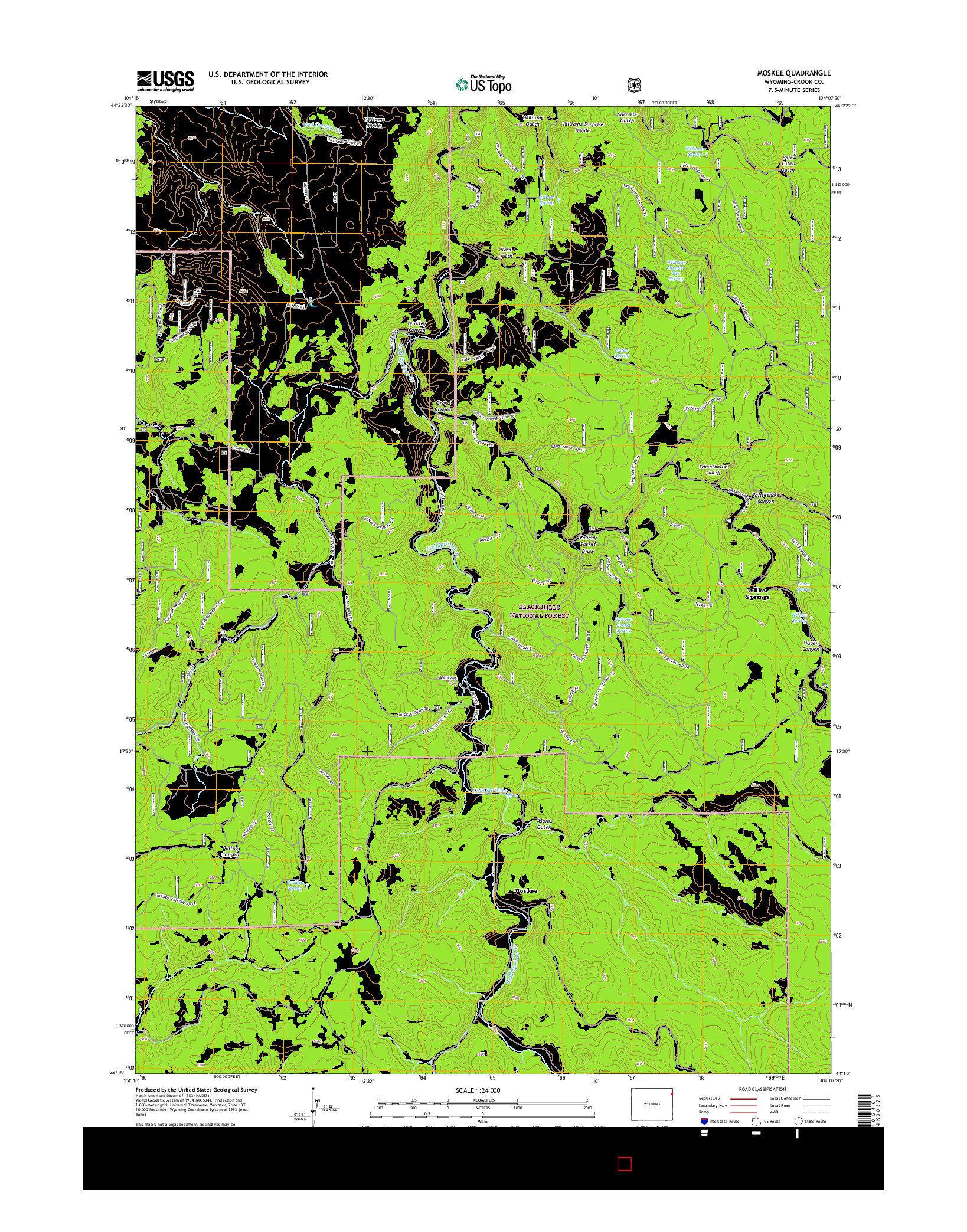 USGS US TOPO 7.5-MINUTE MAP FOR MOSKEE, WY 2015