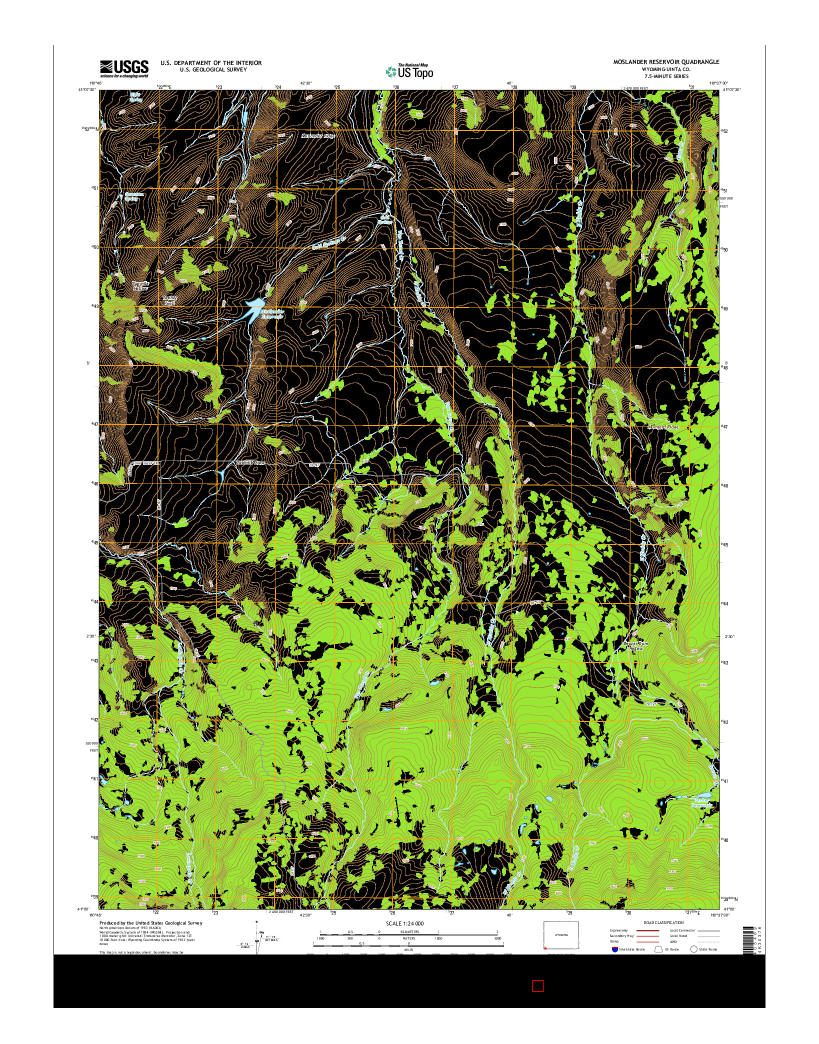 USGS US TOPO 7.5-MINUTE MAP FOR MOSLANDER RESERVOIR, WY 2015