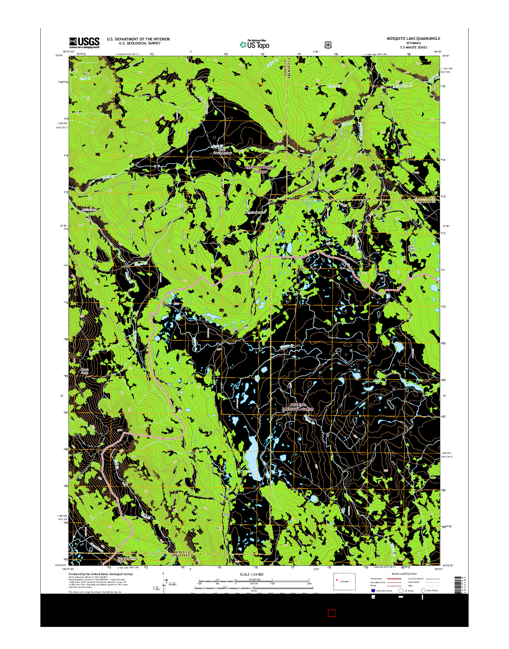 USGS US TOPO 7.5-MINUTE MAP FOR MOSQUITO LAKE, WY 2015