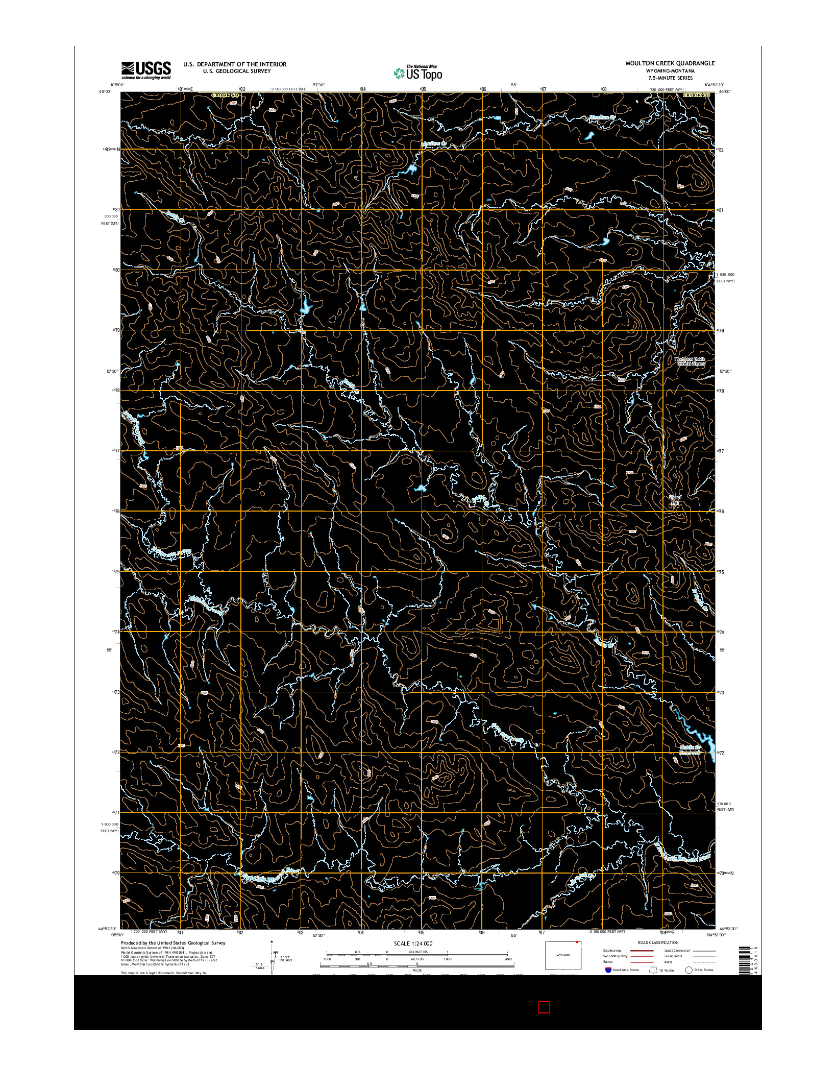 USGS US TOPO 7.5-MINUTE MAP FOR MOULTON CREEK, WY-MT 2015